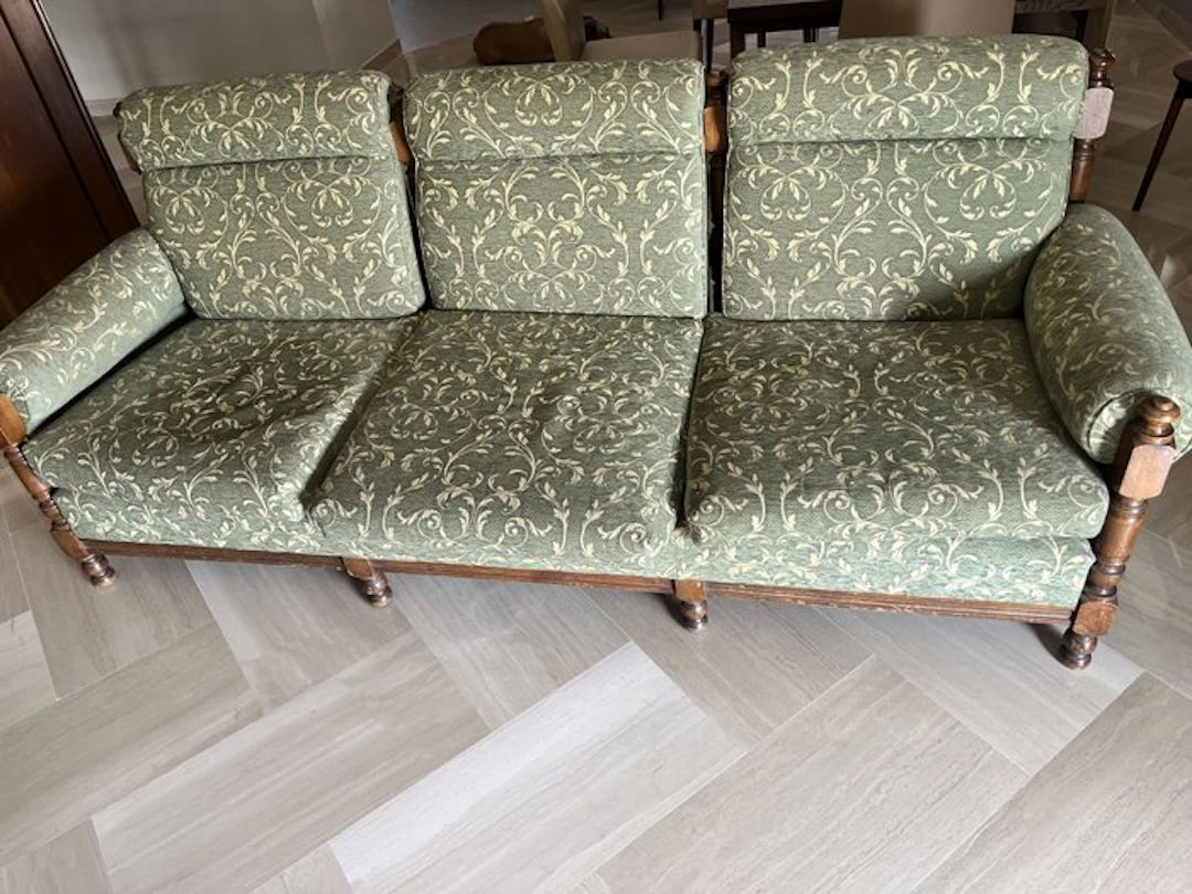 Seating group (3) - Wood, Textile - exposed wooden structure