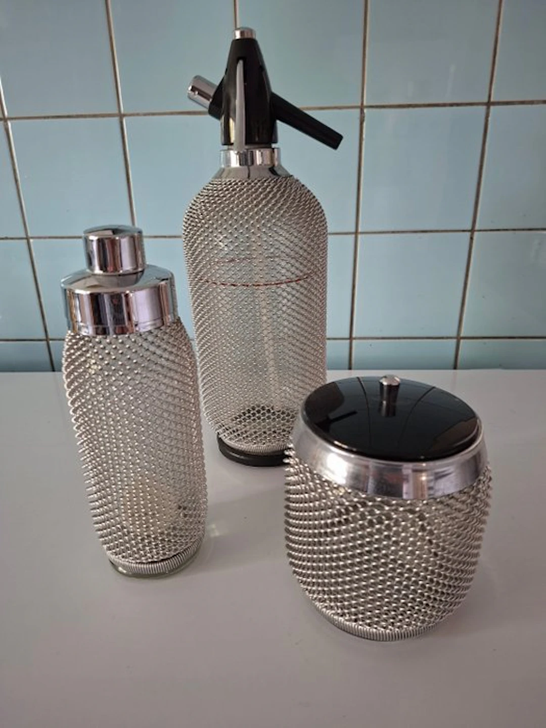 Merkuria - Cocktail shaker (3) - Stainless steel - Mercury bar set 1970