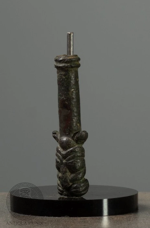 Western Asiatic Bronze Tubular Idol with Stylised Animal Heads - 6.5 cm