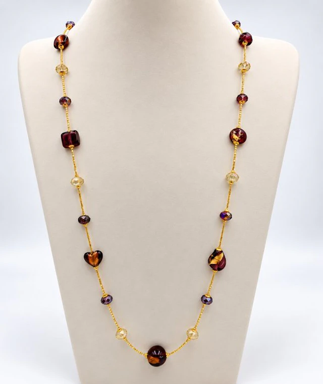 24 kt. - Murano glass, Yellow gold - Necklace - submerged gold leaf