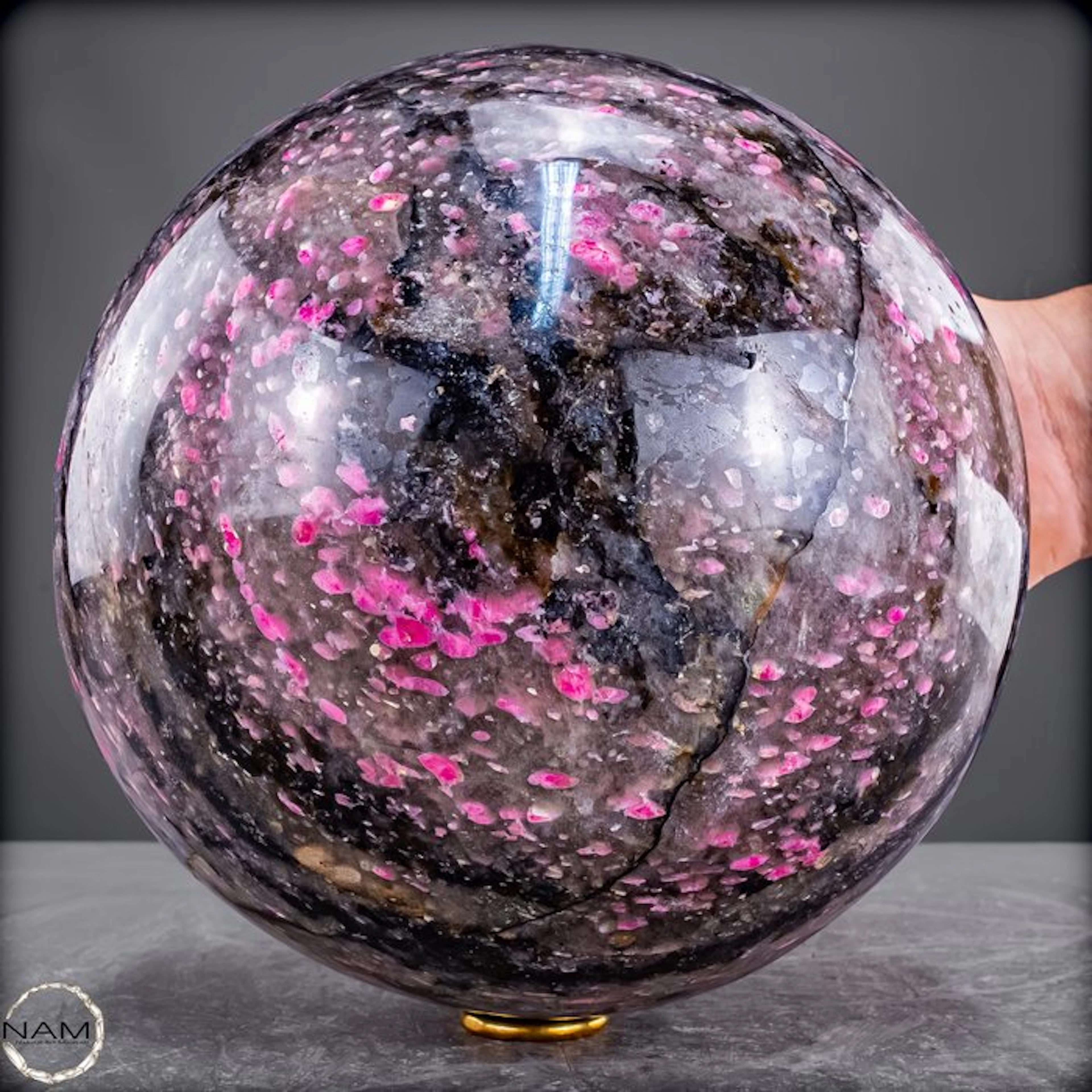 Rhodonite in Quartz – Spectacular Gemstone sphere with...