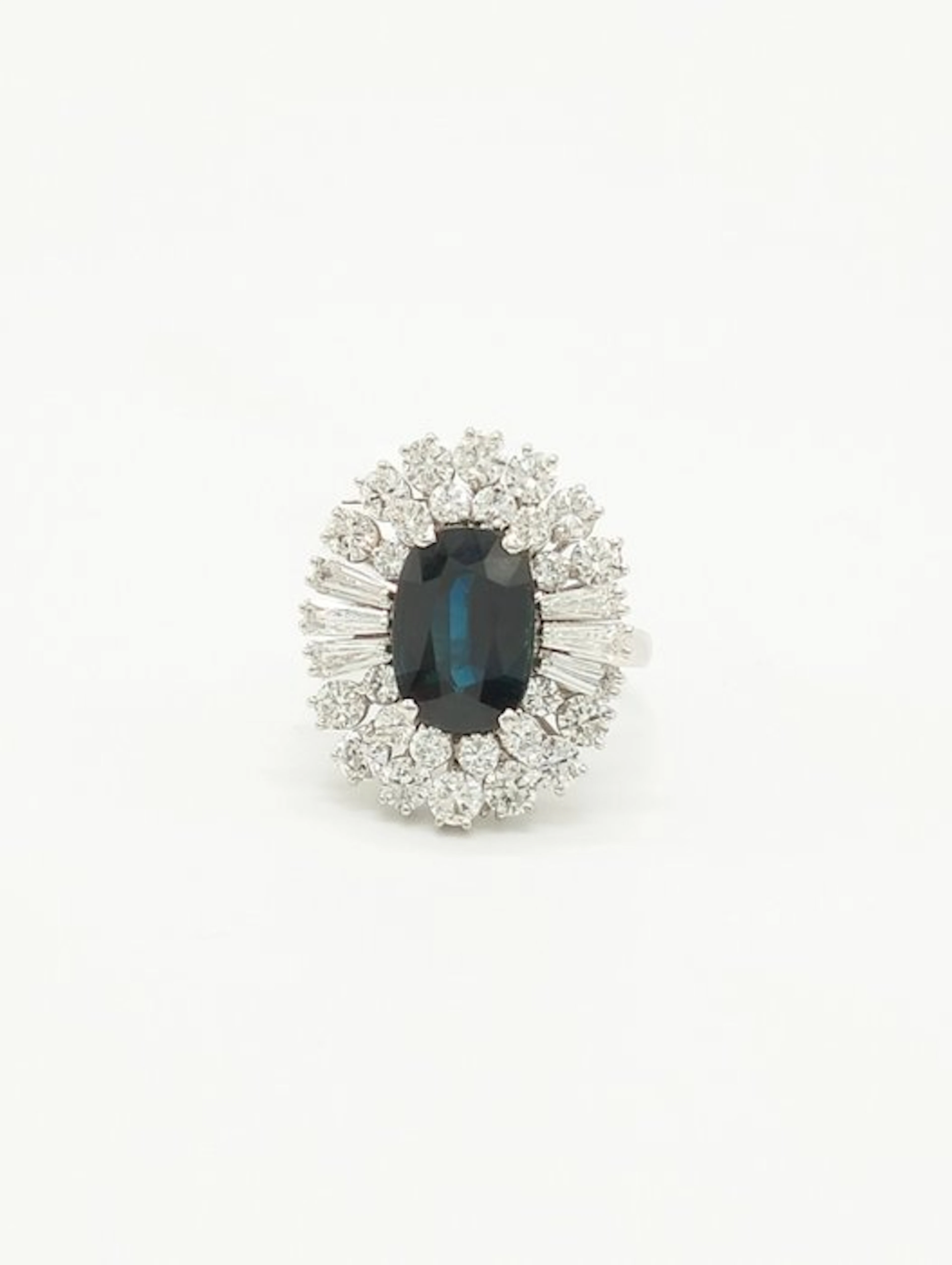 Ring - 18 kt. White gold Sapphire - Diamond