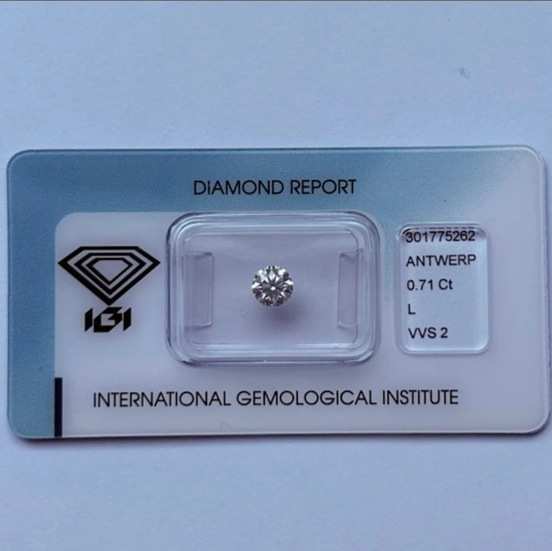 1 pcs Diamond (Natural) - 0.71 ct - Round - L - VVS2...