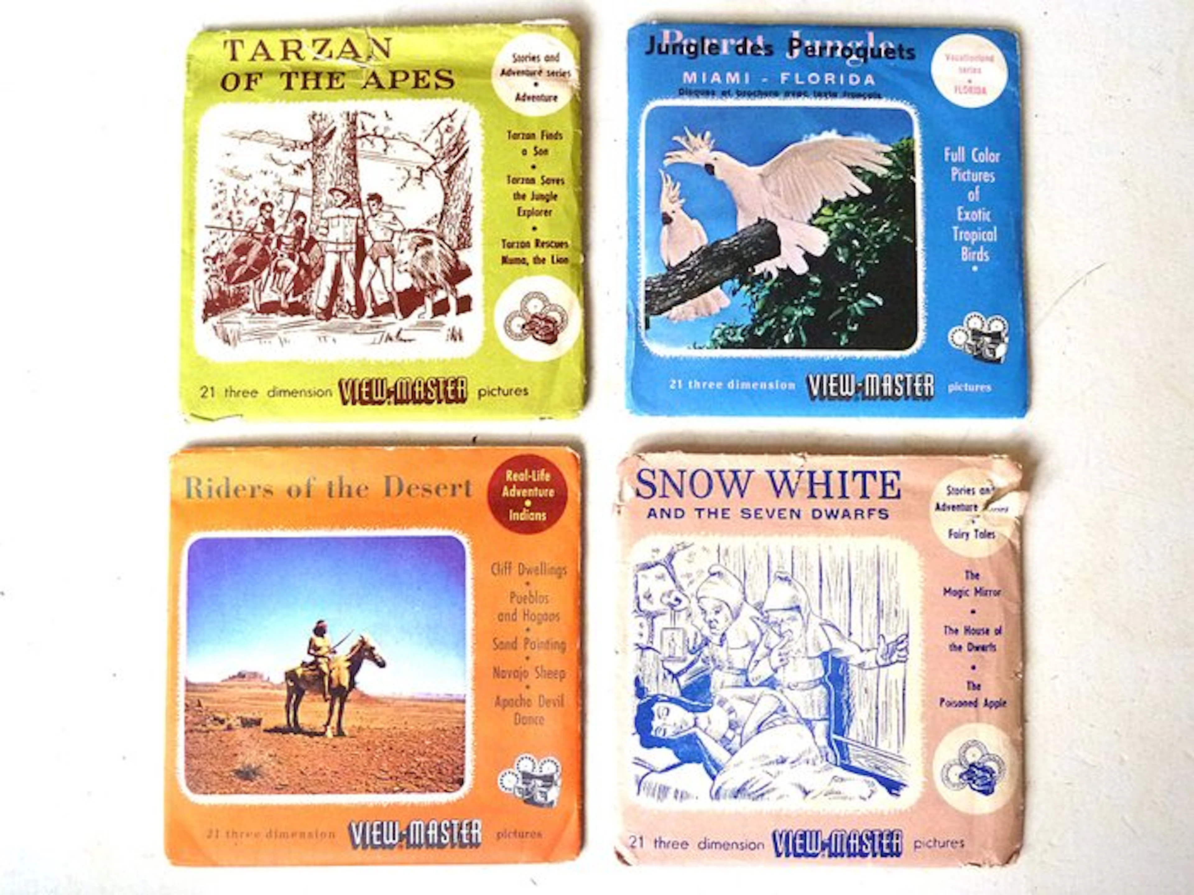4 zeldzame Viewmaster pakjes - Tarzan