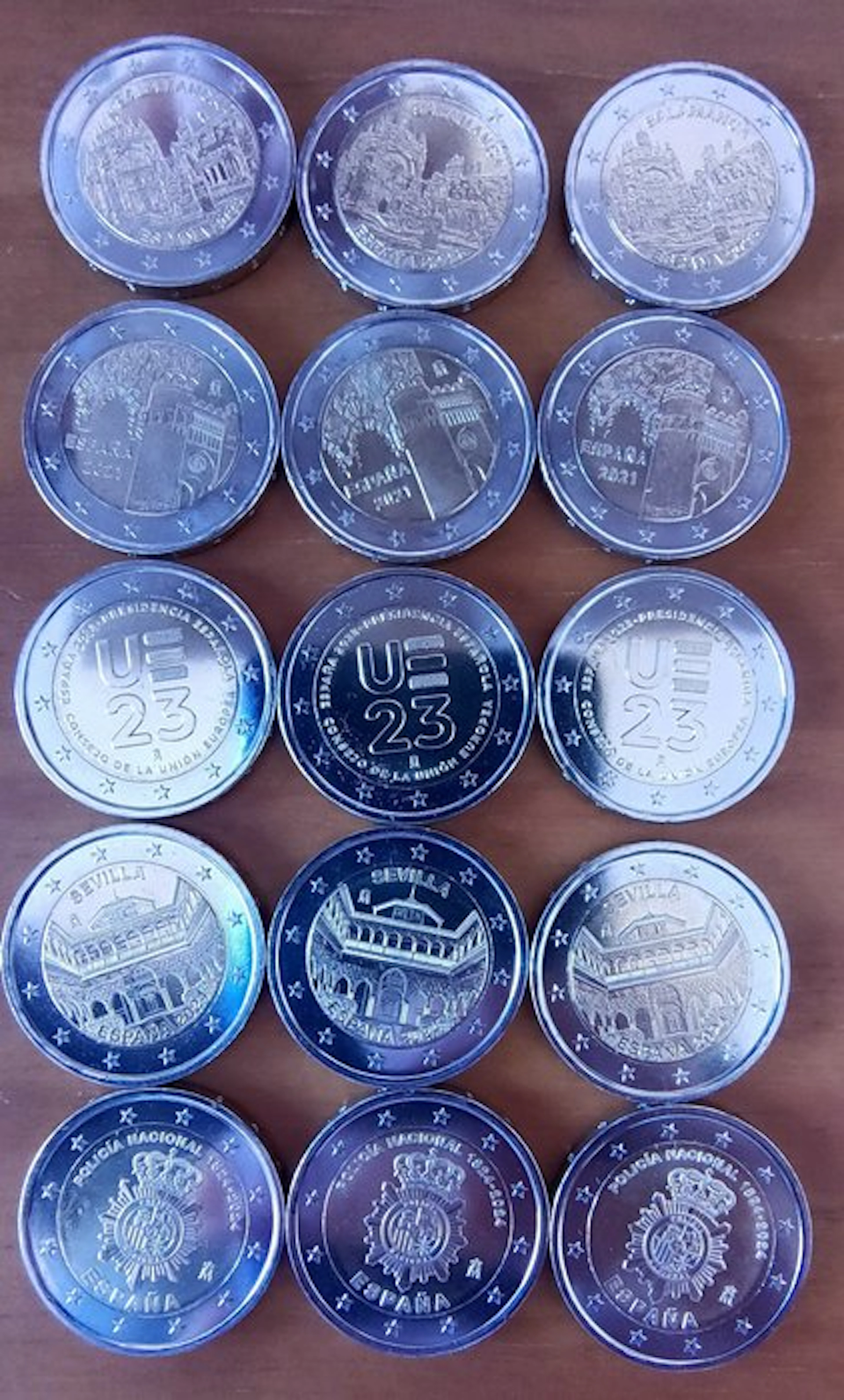 Spain. 2 Euro 2021/2025 (15 monedas) (No reserve price)