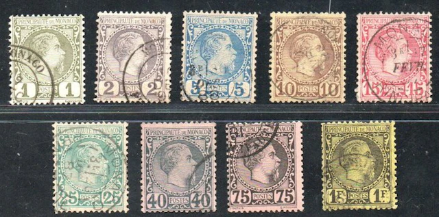 Monaco 1885 - Monaco No. 1/9, cancelled. Catalogue value €1,215.