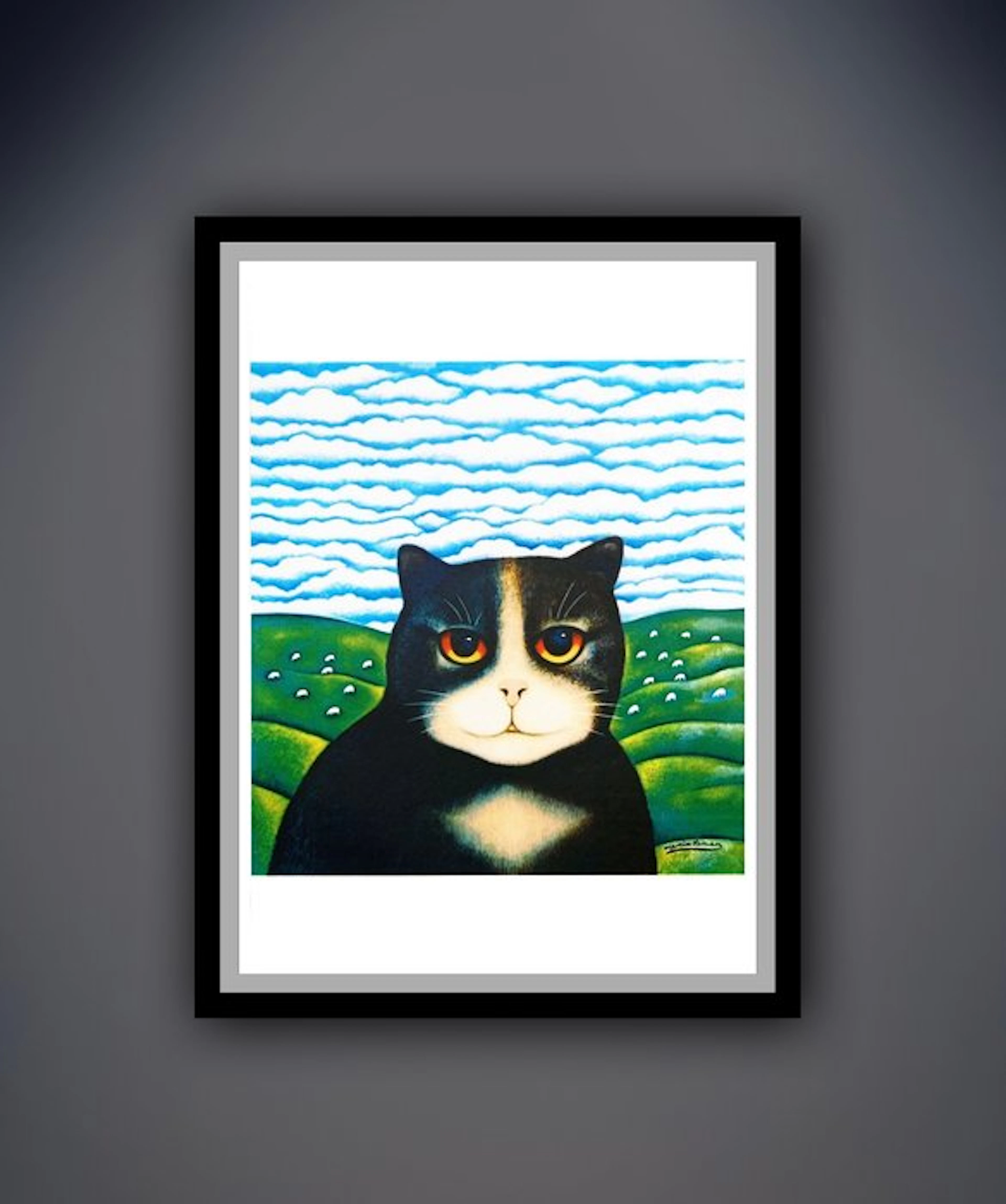 Martin Leman - “Zwarte kat”. Gesigneerd in de plaat. - 60 x 41 cm.