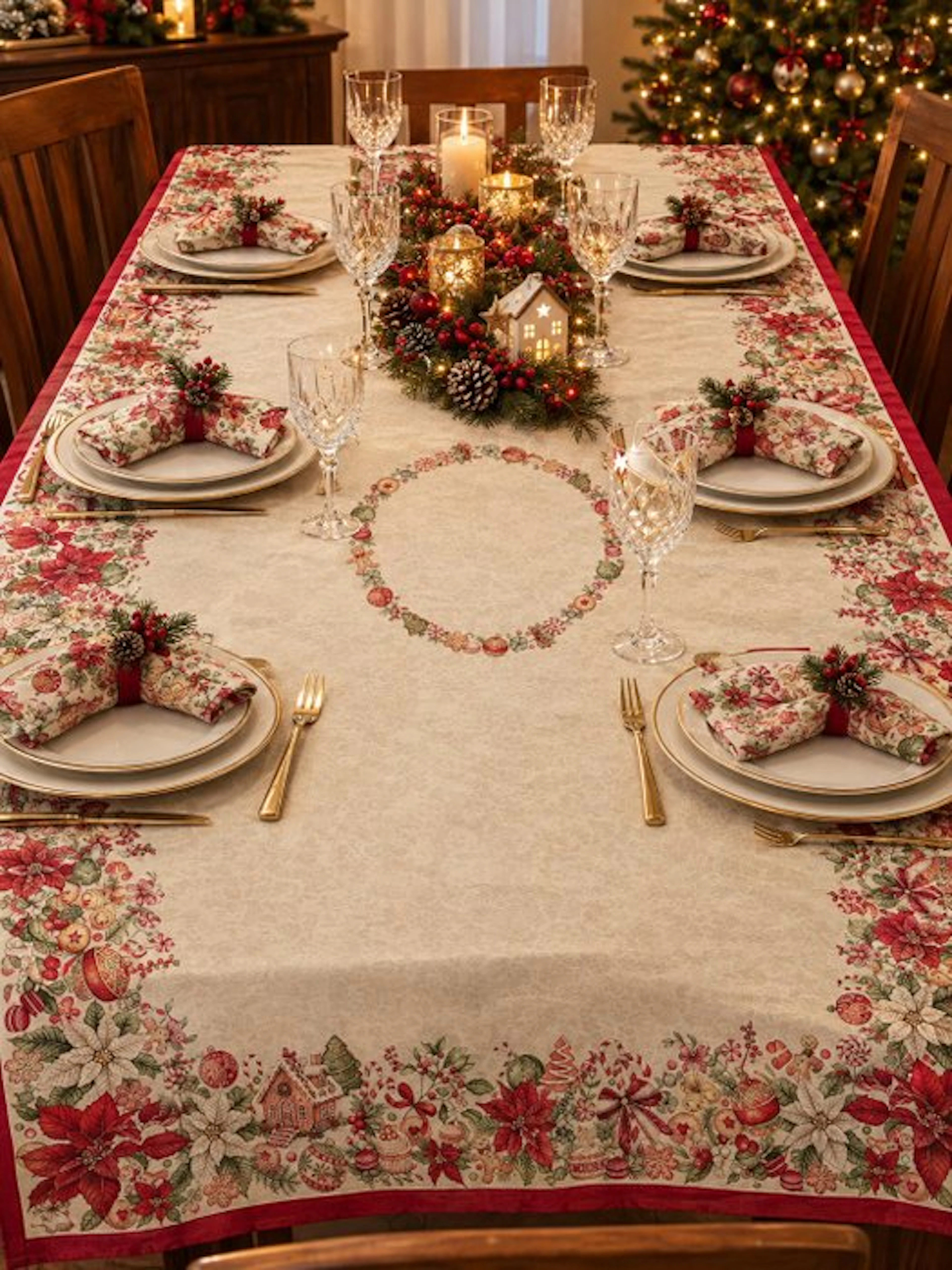 Gingerbread Christmas tablecloth - Tablecloth - 2.4 m - 1.4 m