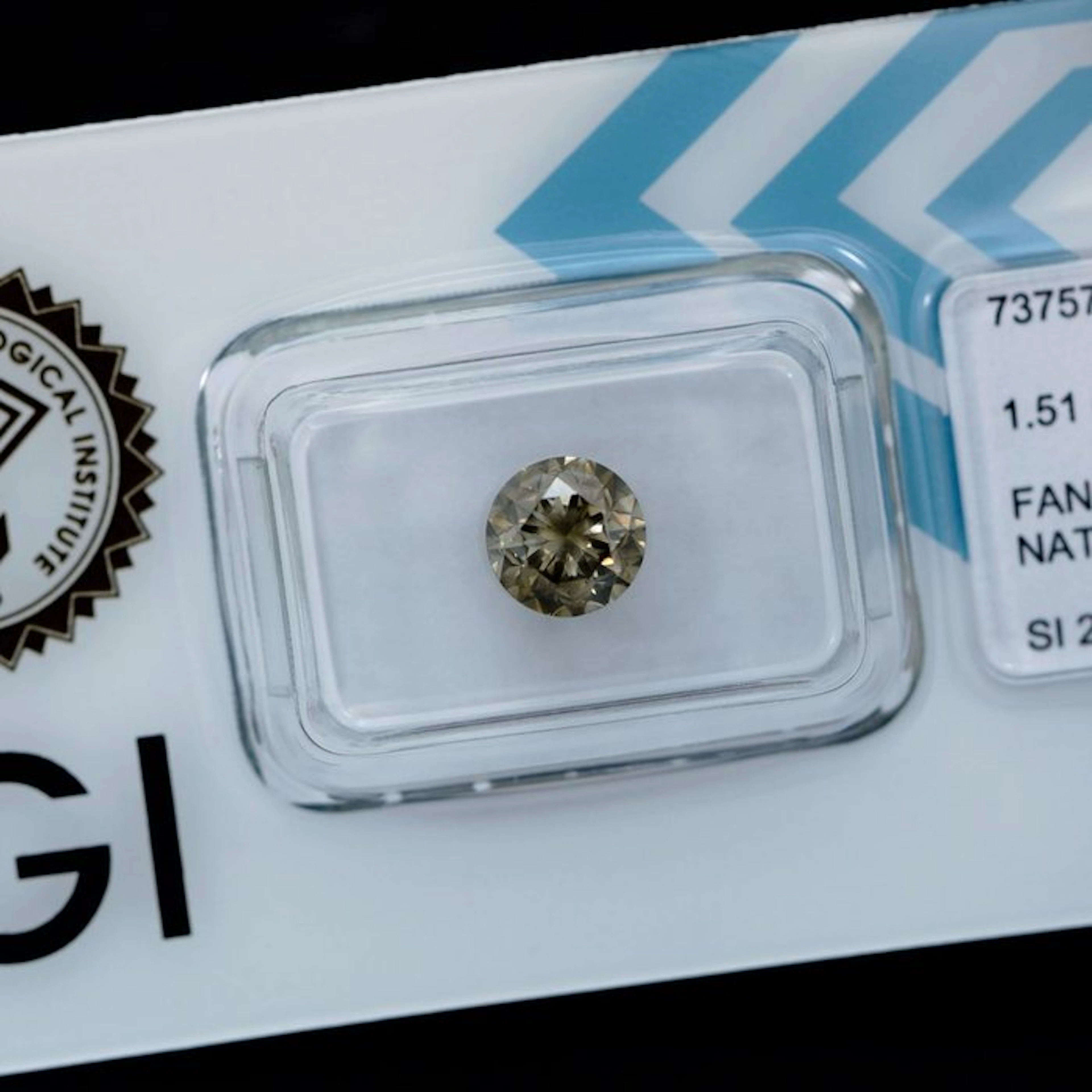 1 pcs Diamond (Natural coloured) - 1.51 ct - Round...