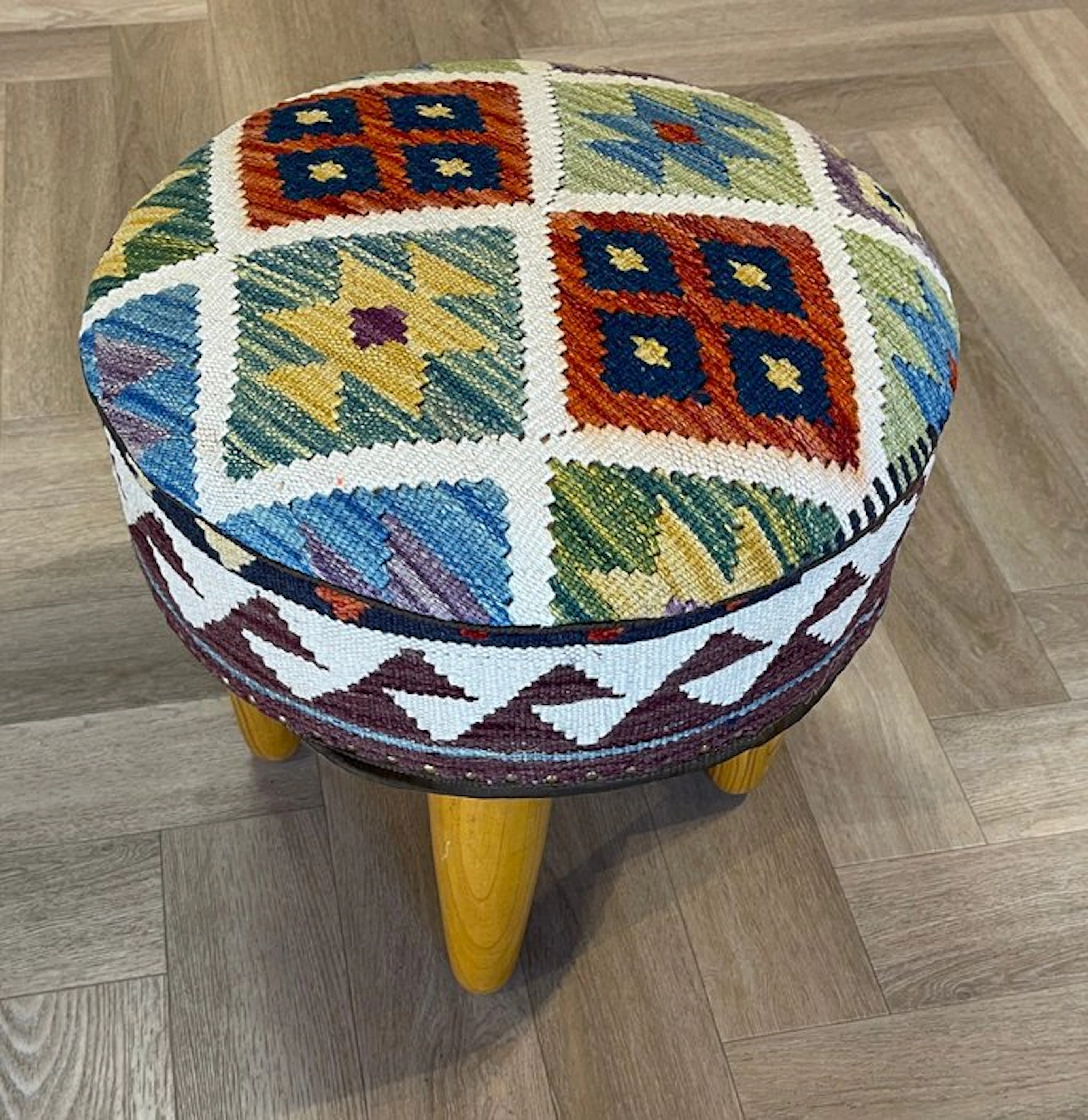 Pouffe - Pouf Kilim - ( unused ) - kilim handwoven - Wool and wood
