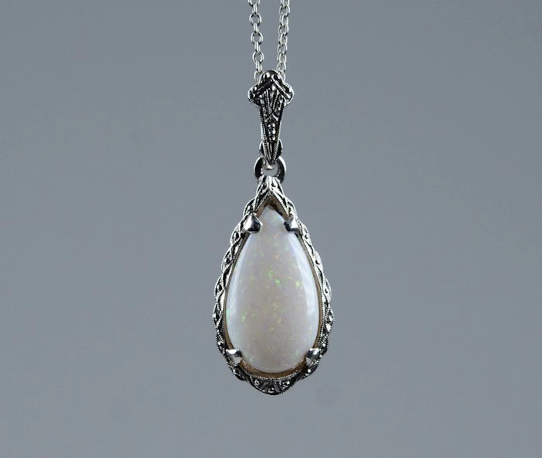 - 925 silver - natural opal - Necklace with pendant