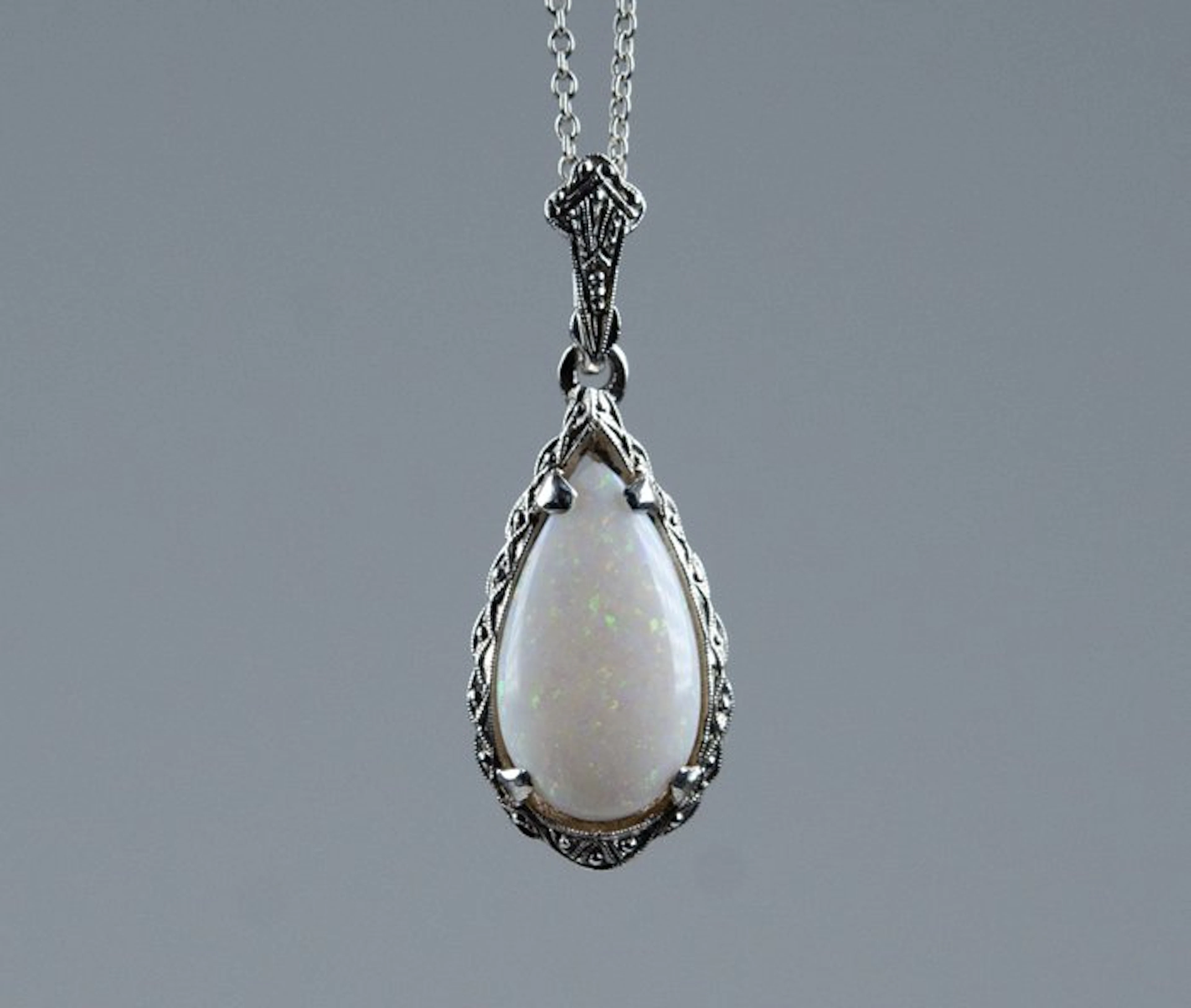 - 925 silver - natural opal - Necklace with pendant