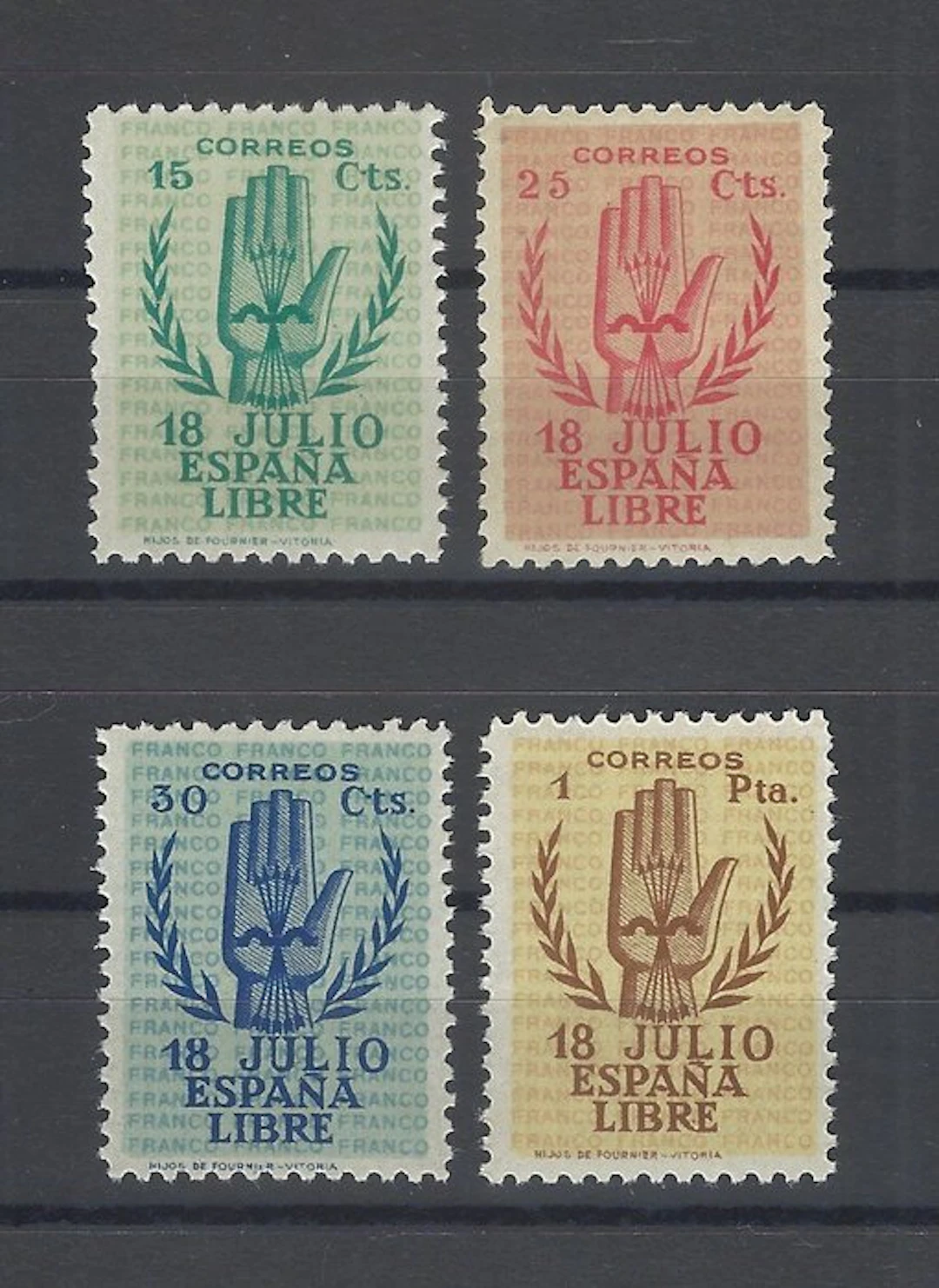 Spain 1938 - National Uprising - well centered - Edifil 851/54
