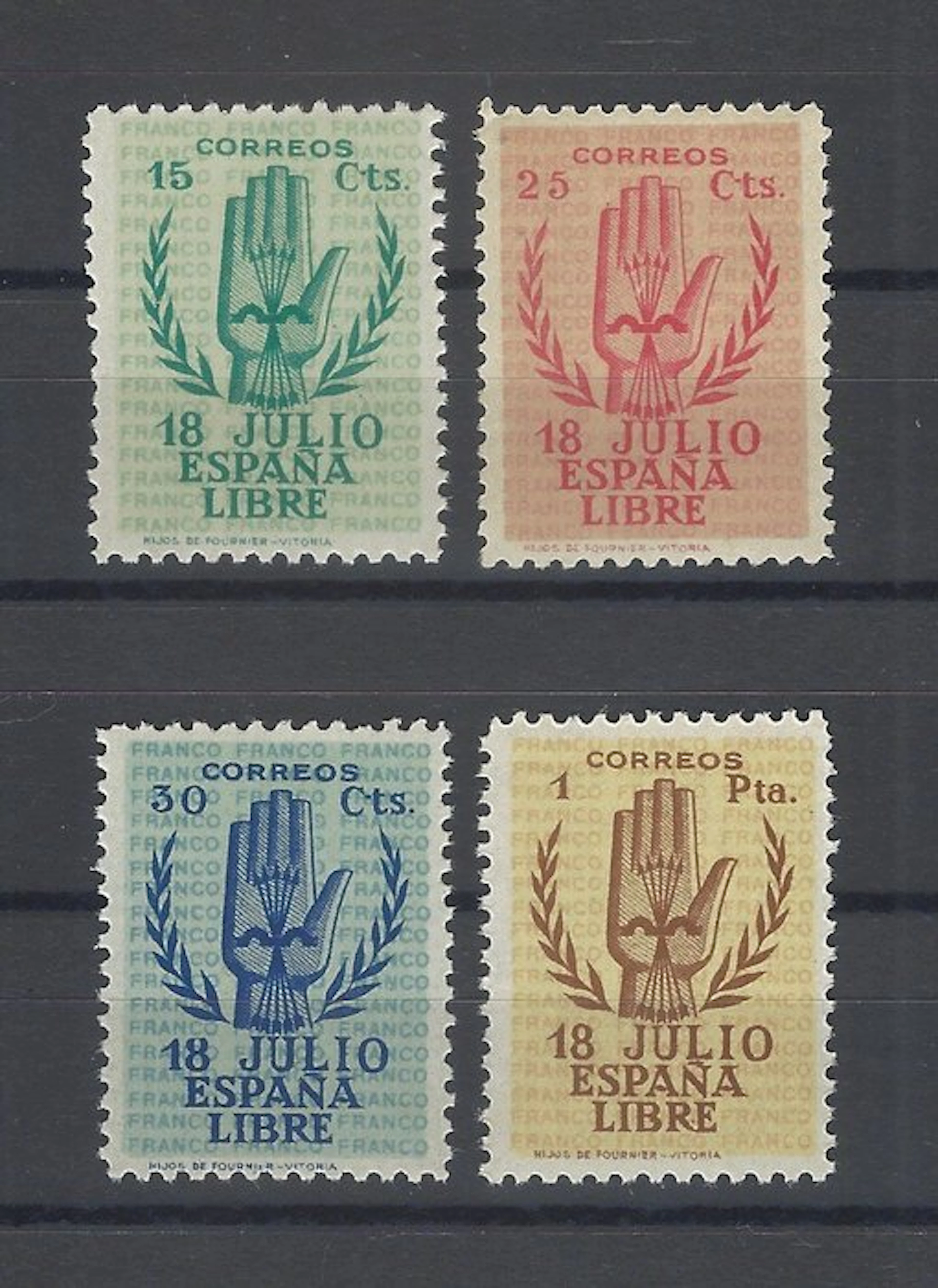 Spain 1938 - National Uprising - well centered - Edifil 851/54