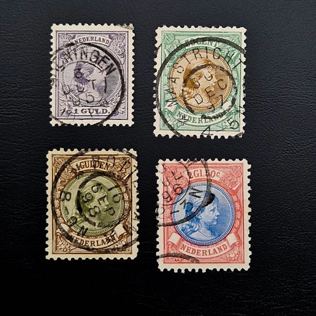 Netherlands 1891/1896 - Wilhelmina 'Hanging Hair' gulden denominations - Minted