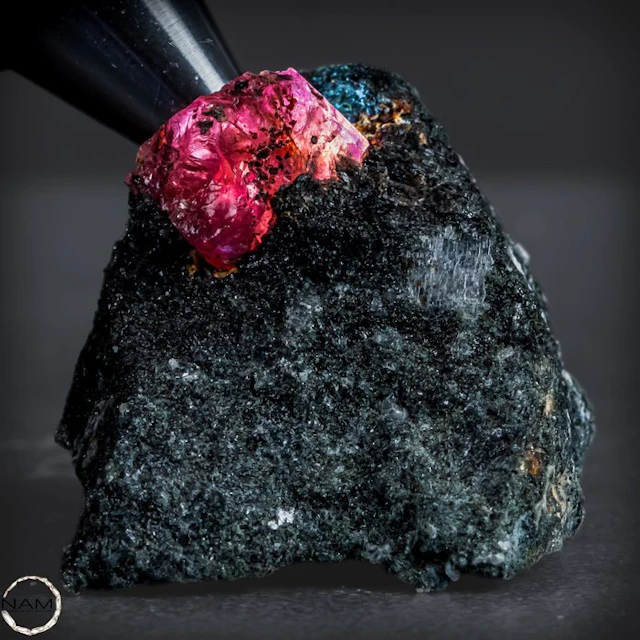Rare Padparadscha sapphire crystal in matrix