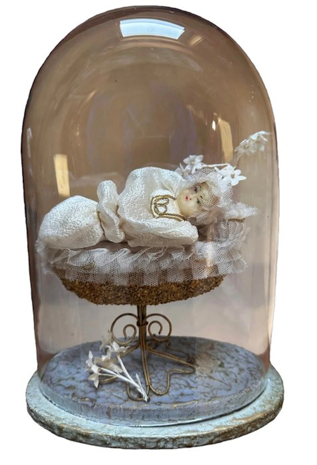 Figurine - Maria Bambina in campana di vetro - 30 cm - blown