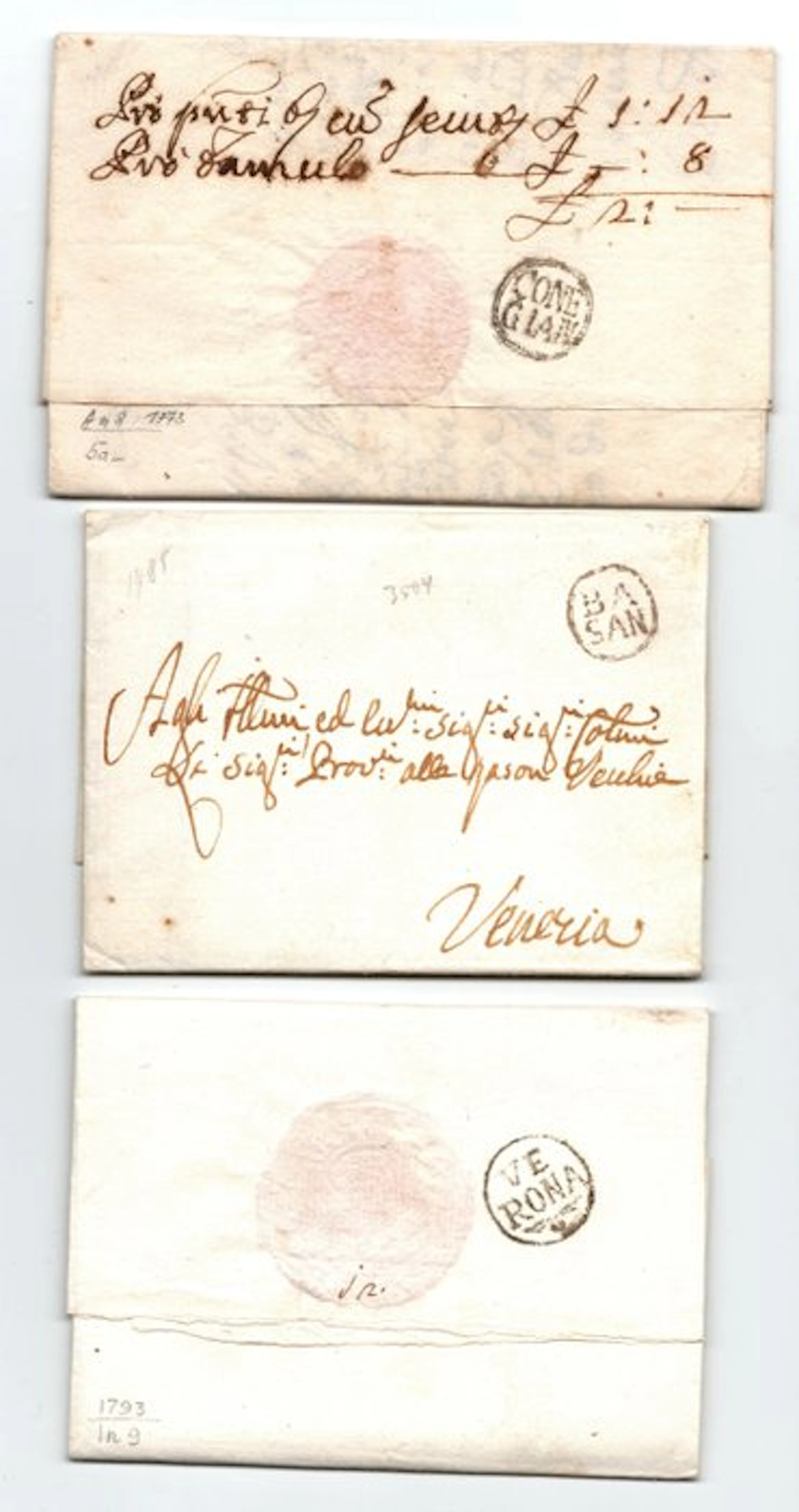 Italy 1744/1793 - 6 letters with Venetian postmarks
