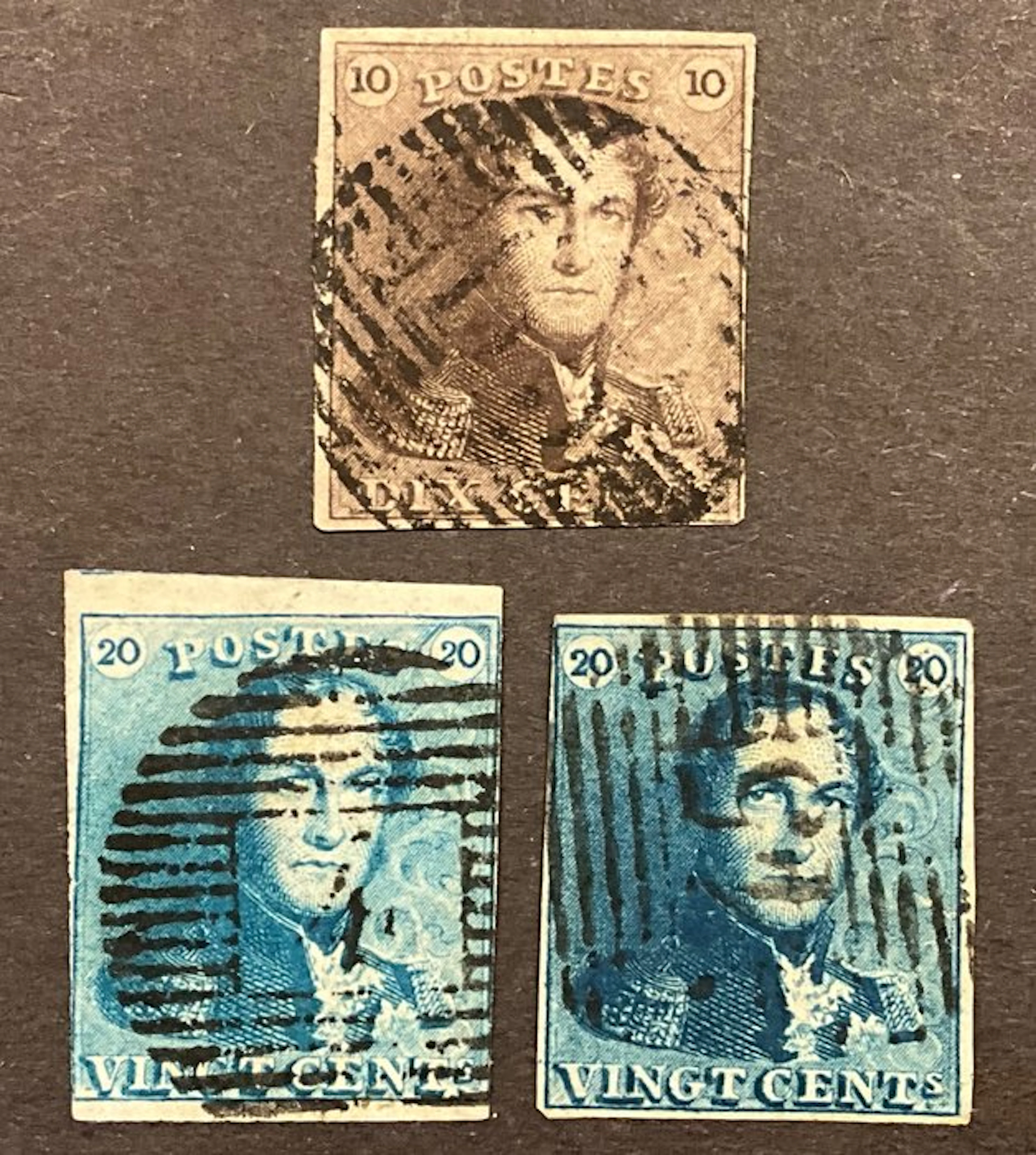 Belgium 1849 - Leopold I - 'Epauletten' 10c + 20c (in...