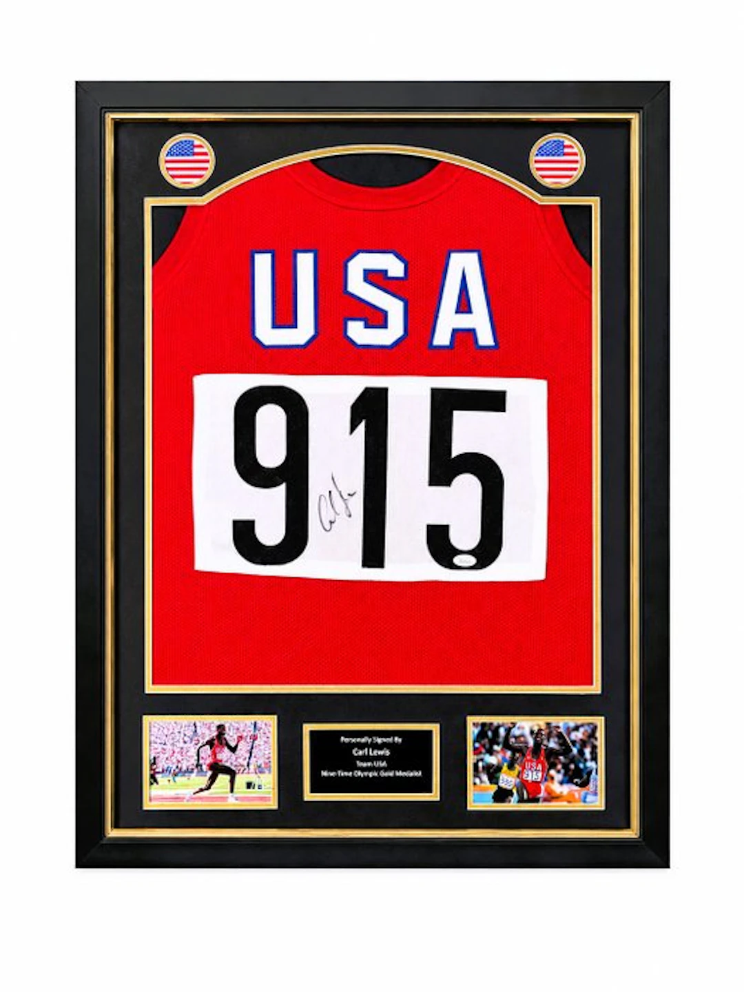 USA - Carl Lewis Signed — Framed - Jsa Coa - Track & Field Jersey