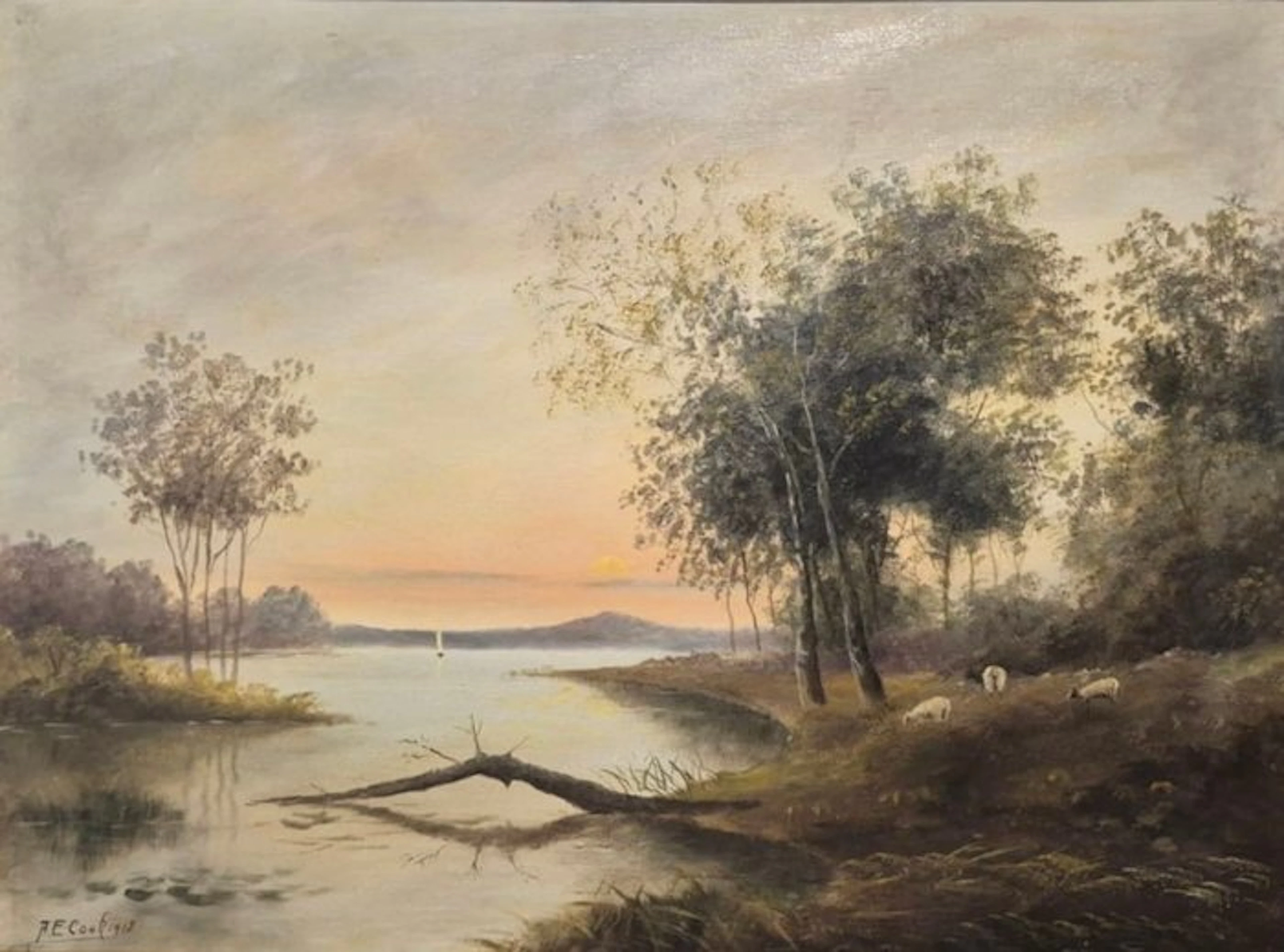 A. E. Cook (XIX-XX) - Paisaje lacustre