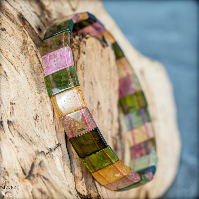 Rare Natural Rainbow Tourmaline Bracelet of the highest...