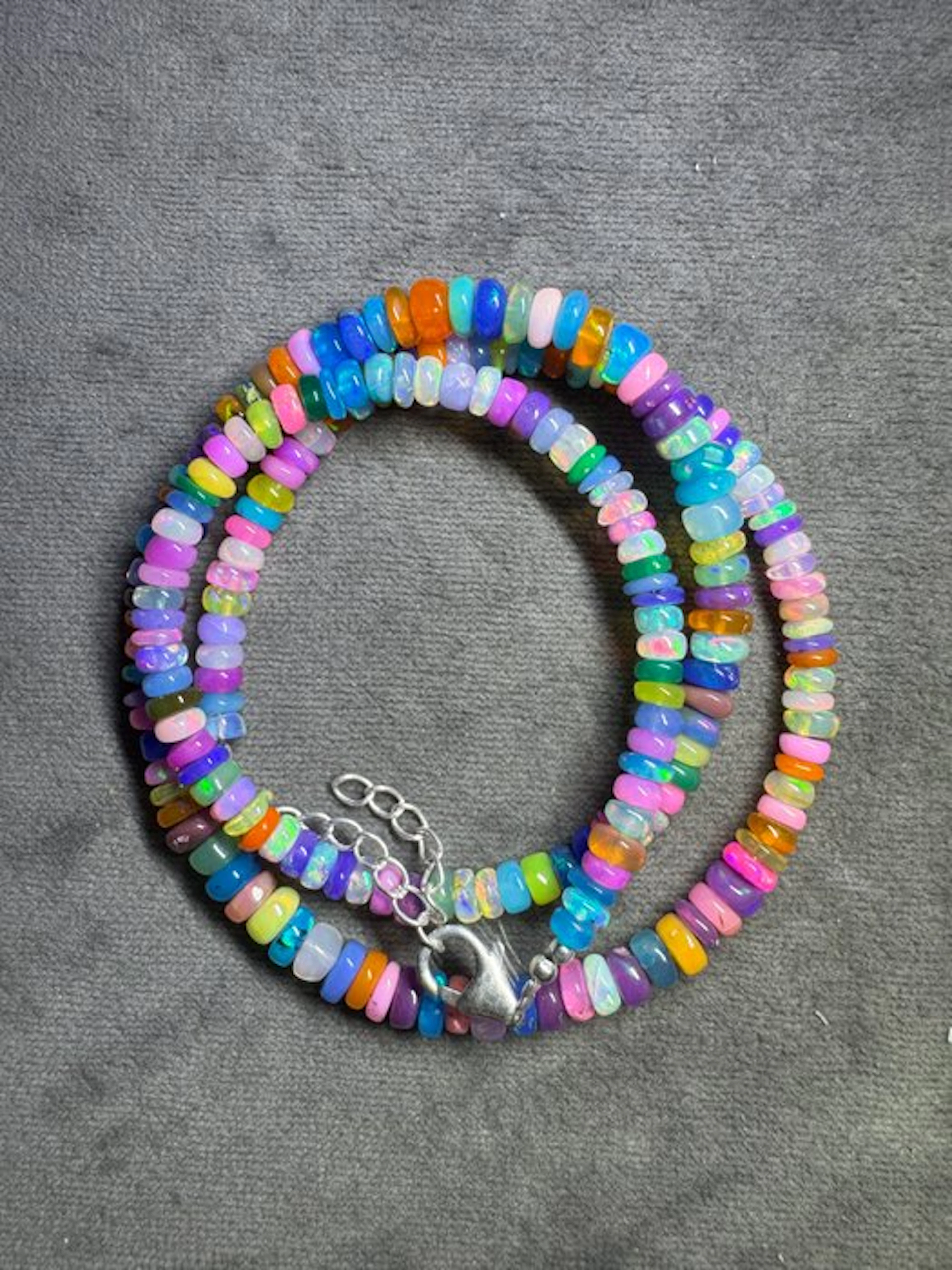 Multicolored opal necklace from Ethiopia + 925 silver