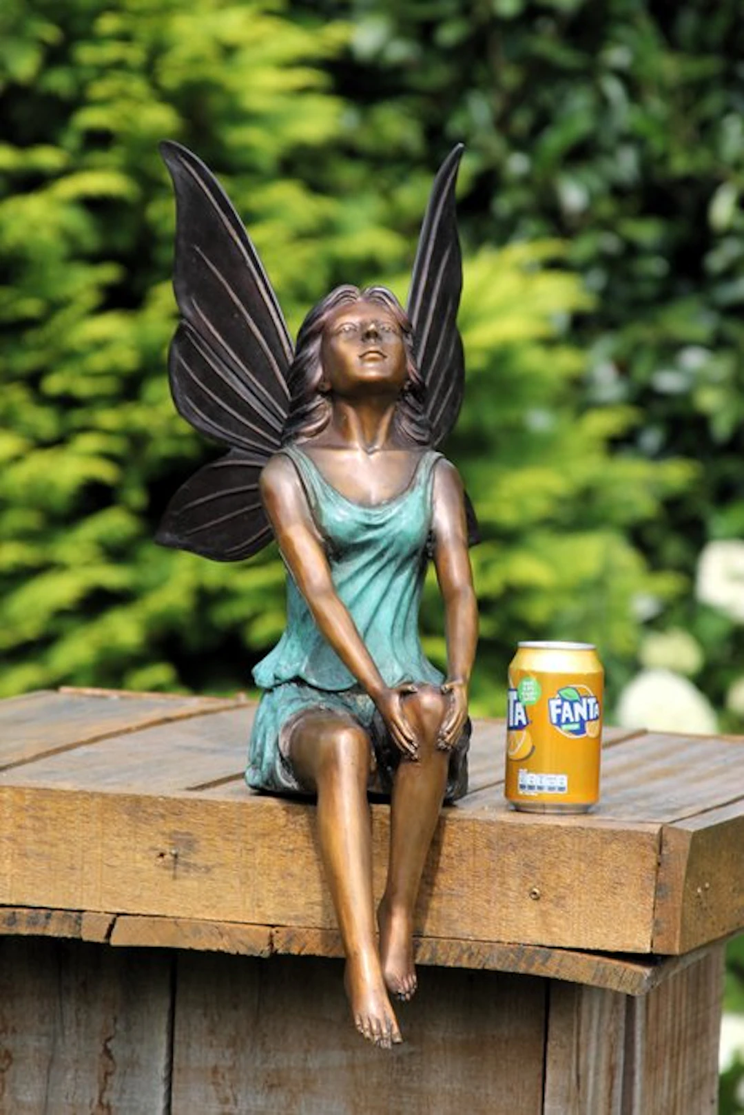 Sculpture, zittende fee voor huis of tuin geheel brons - 0 cm - Bronze