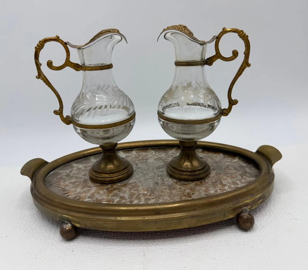 Religious objects (3) - Crystal, Bronze - 1850-1900 - Water and Wine Set