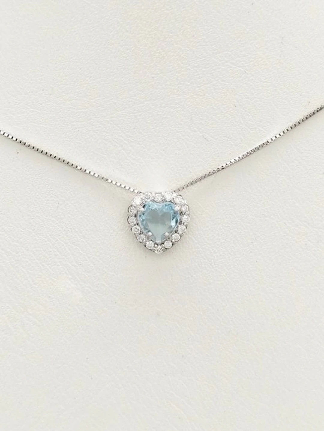 No reserve price - Necklace - 14 kt. White gold Aquamarine - Diamond