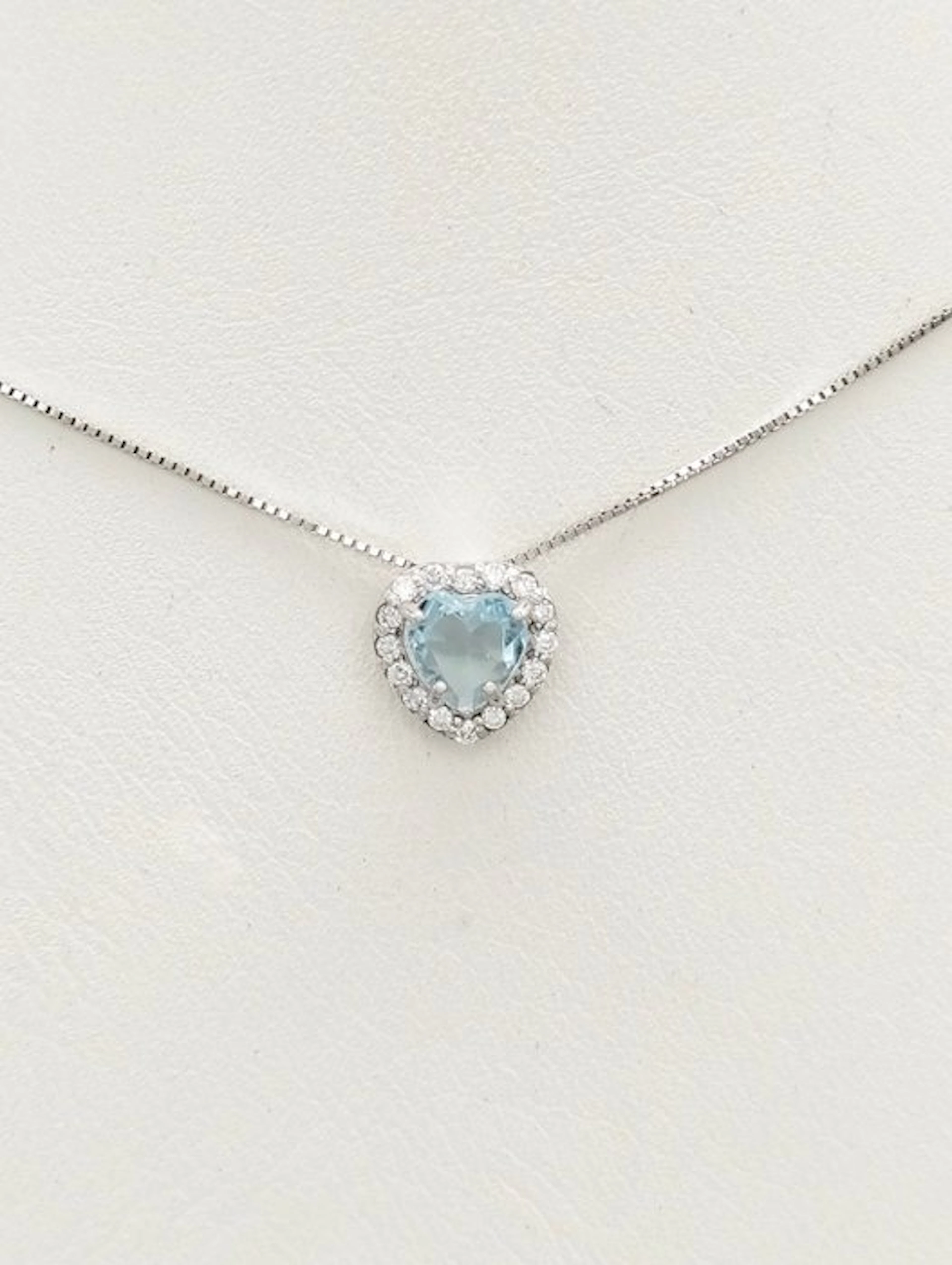 No reserve price - Necklace - 14 kt. White gold Aquamarine - Diamond