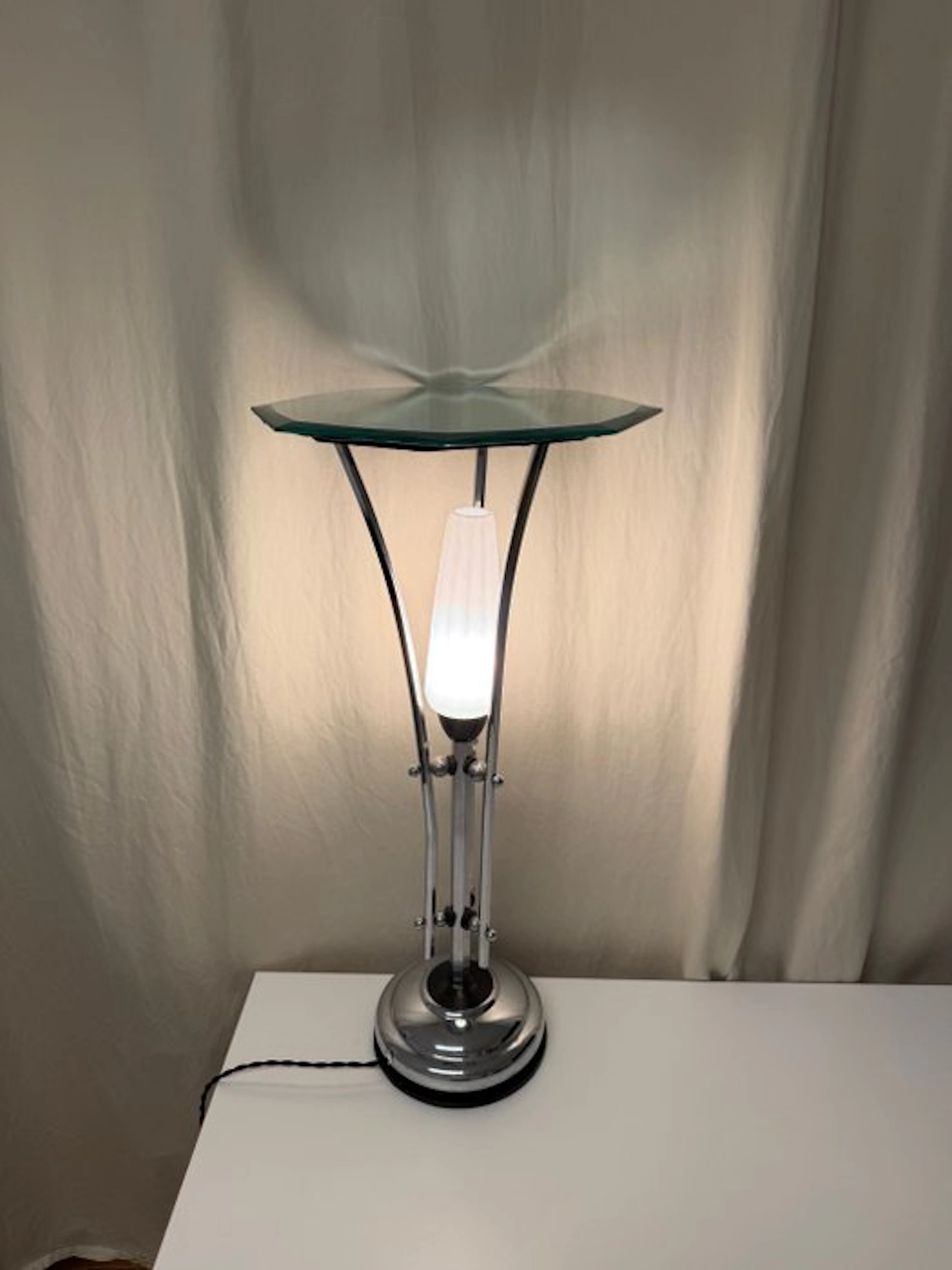 Side table - Chrome, Glass - Art Deco table mirror