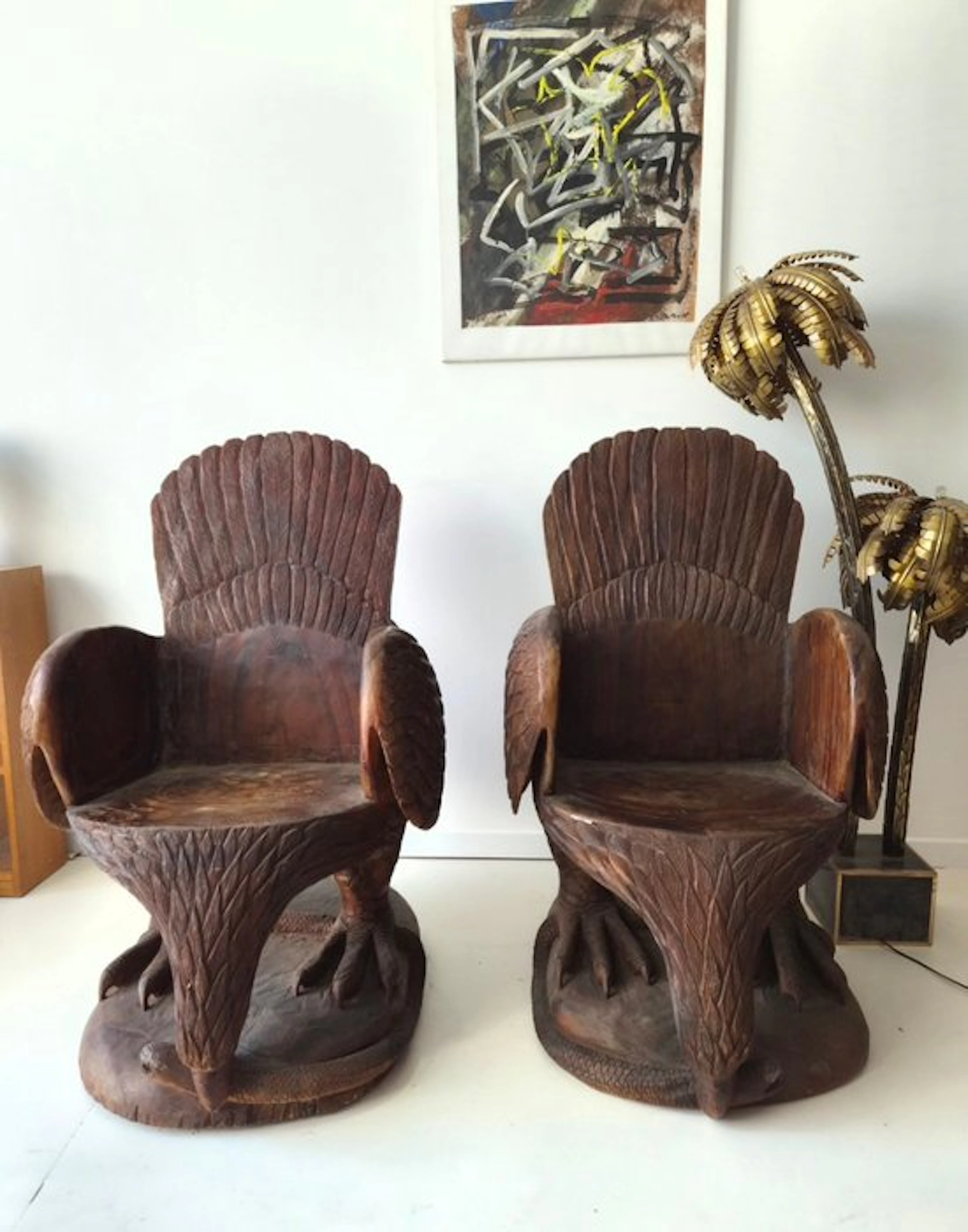 Chair (2) - Wood - Hand Carved Armchairs