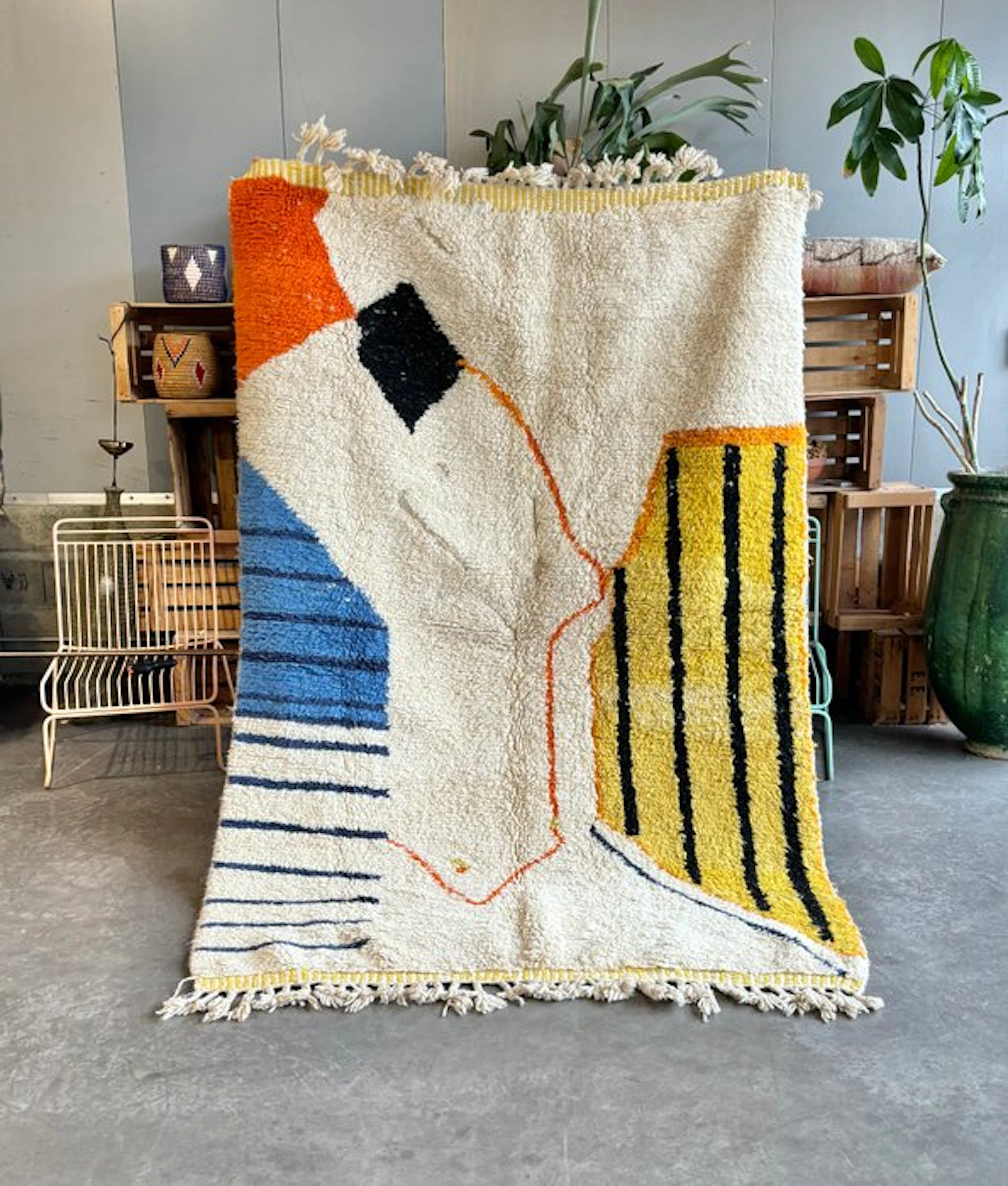 Beni Ourain Art Rug — Bold Abstract Design