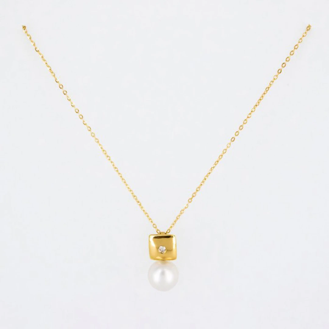 Pendant - 18 kt. Yellow gold Diamond (Natural) - Pearl