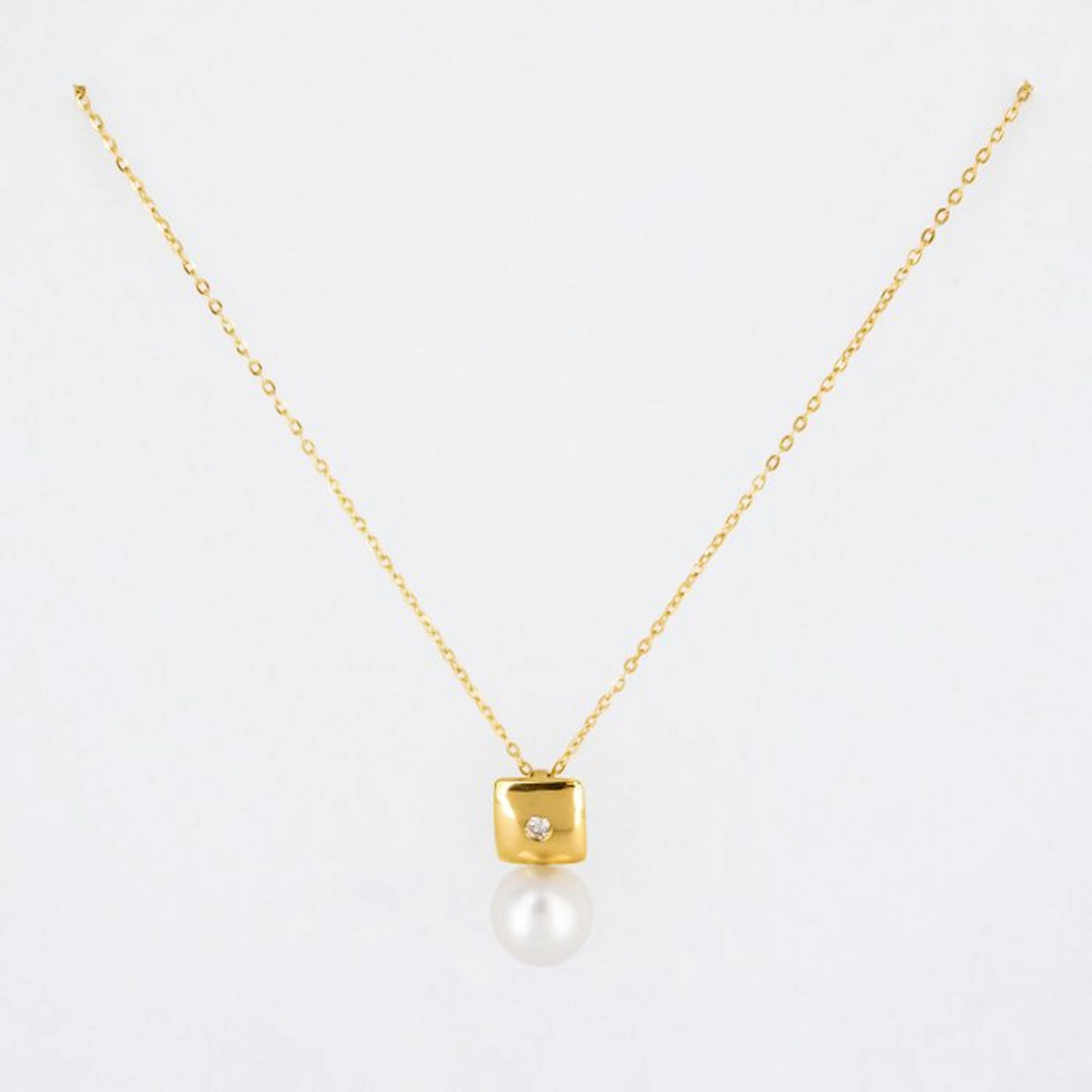 Pendant - 18 kt. Yellow gold Diamond (Natural) - Pearl