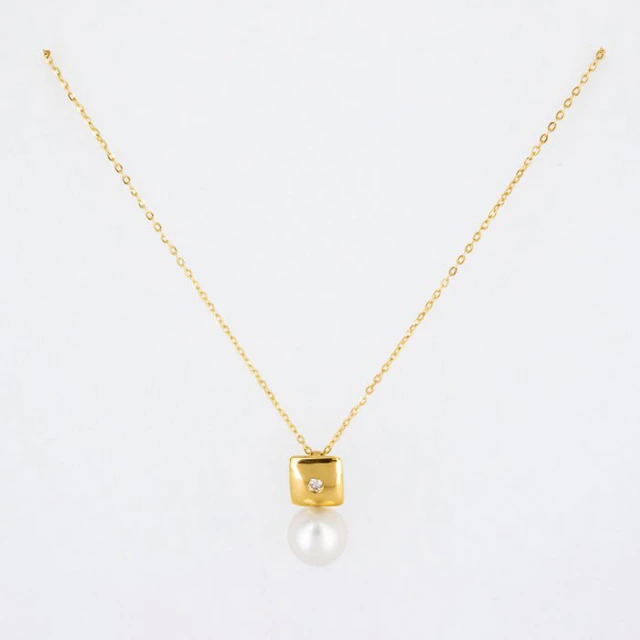 Pendant - 18 kt. Yellow gold Diamond (Natural) - Pearl