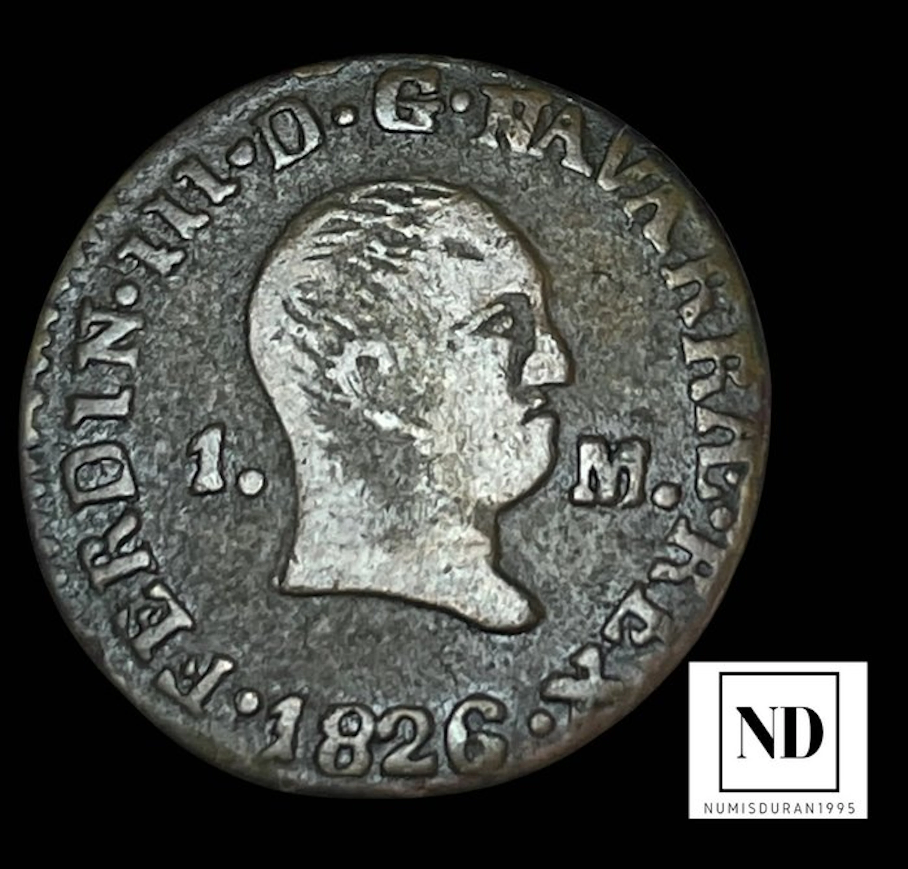 Spain. Fernando VII. Maravedi 1826 - Pamplona