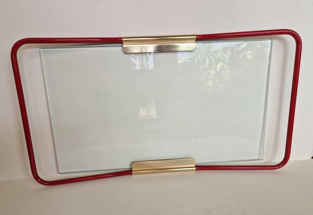 MB - Tray - Metal, Glass, Brass - Space Age