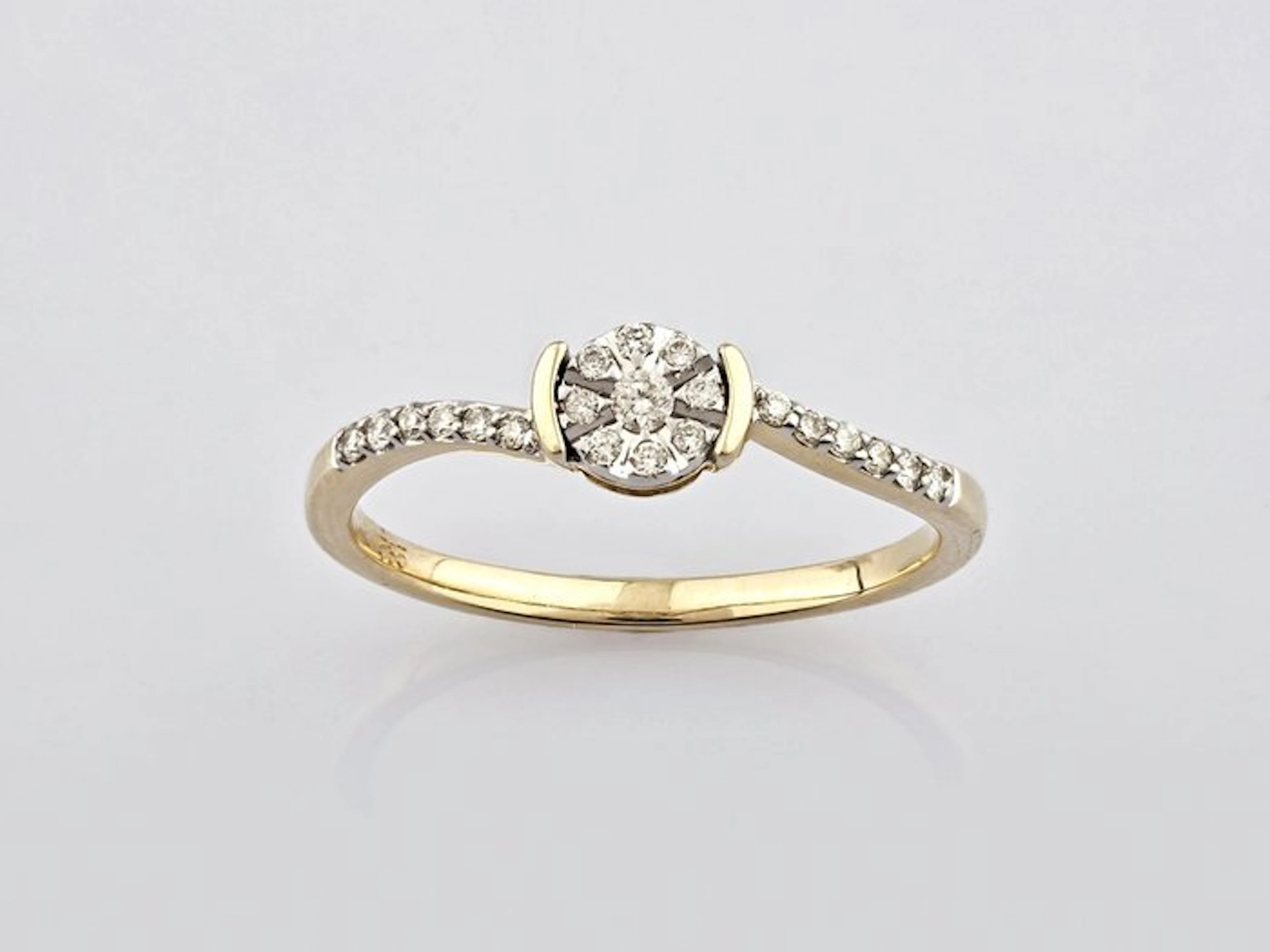 Ring - 14 kt. Yellow gold - 0.13ct. tw. Diamond (Natural)