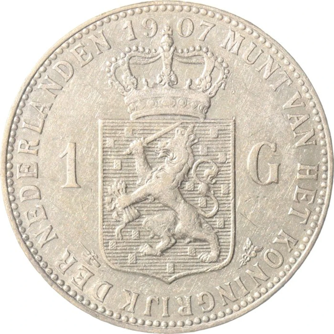 Netherlands. Wilhelmina. 1 Gulden 1907 (No reserve price)