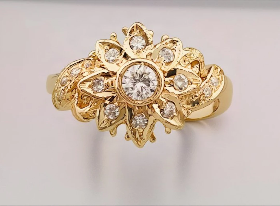 Ring - 14 kt. Yellow gold Diamond (Natural)