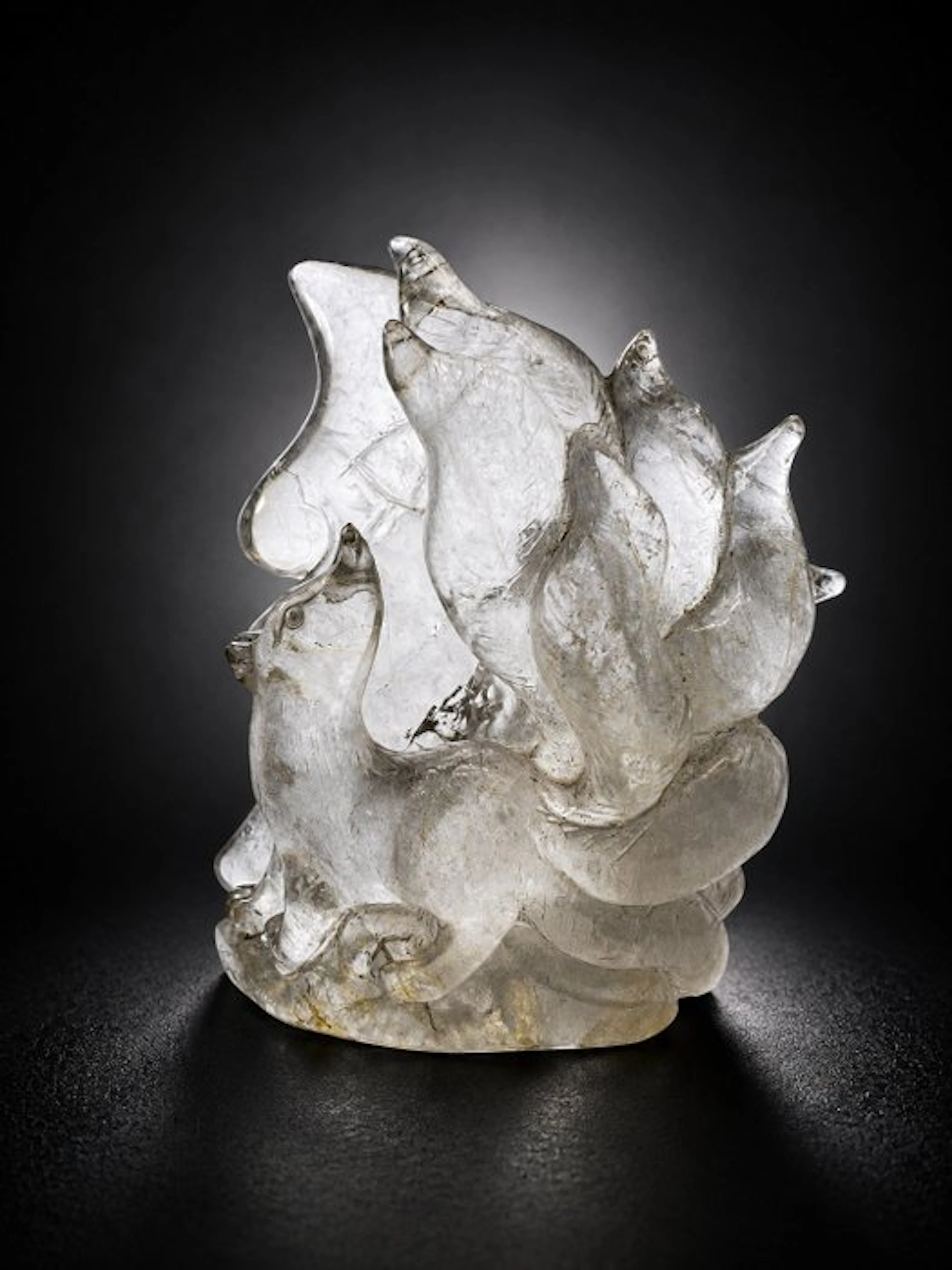 Mystical Nine-Tailed Fox in Rock Crystal – Handcrafted...