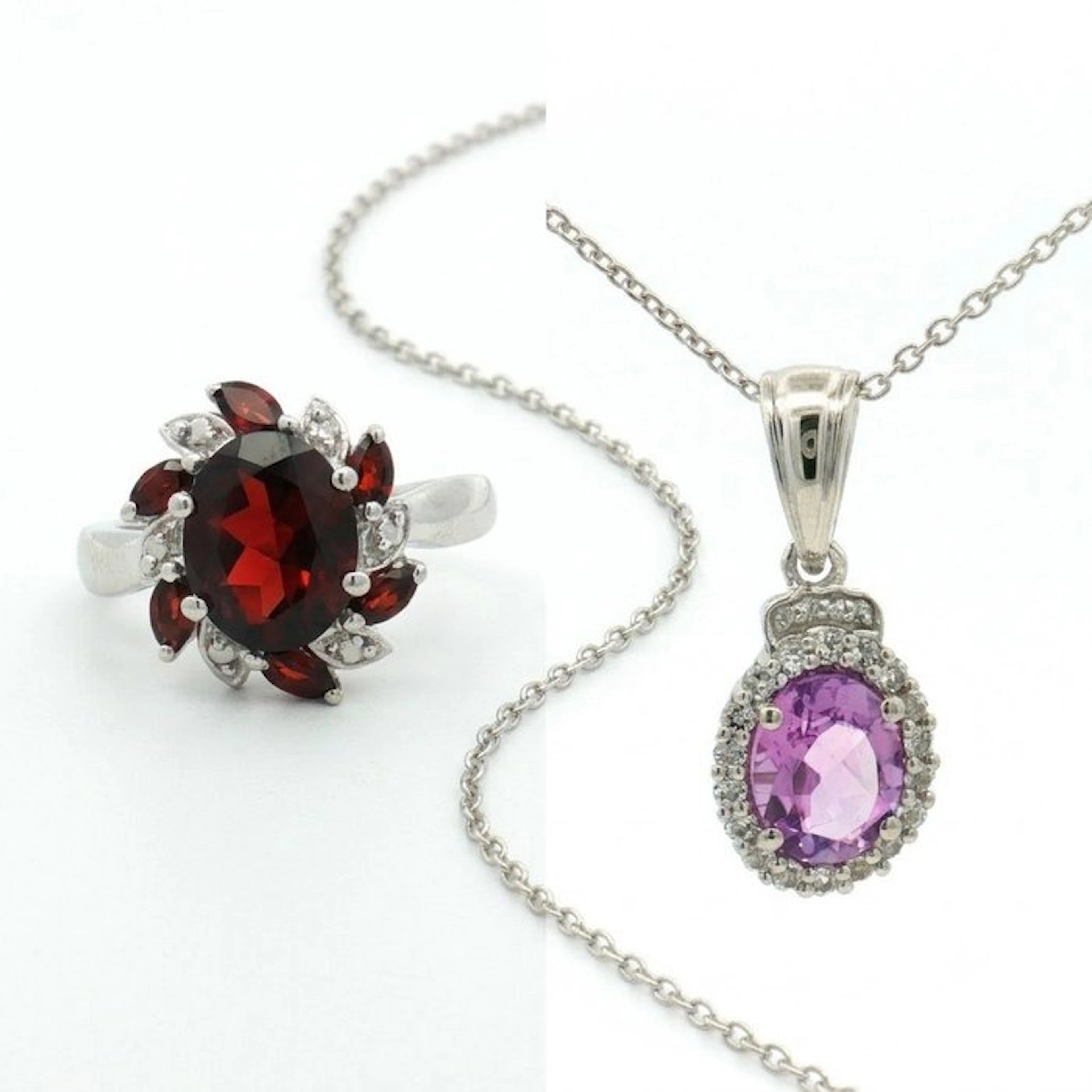 No reserve price - 2 piece jewellery set Silver - 5.12ct
