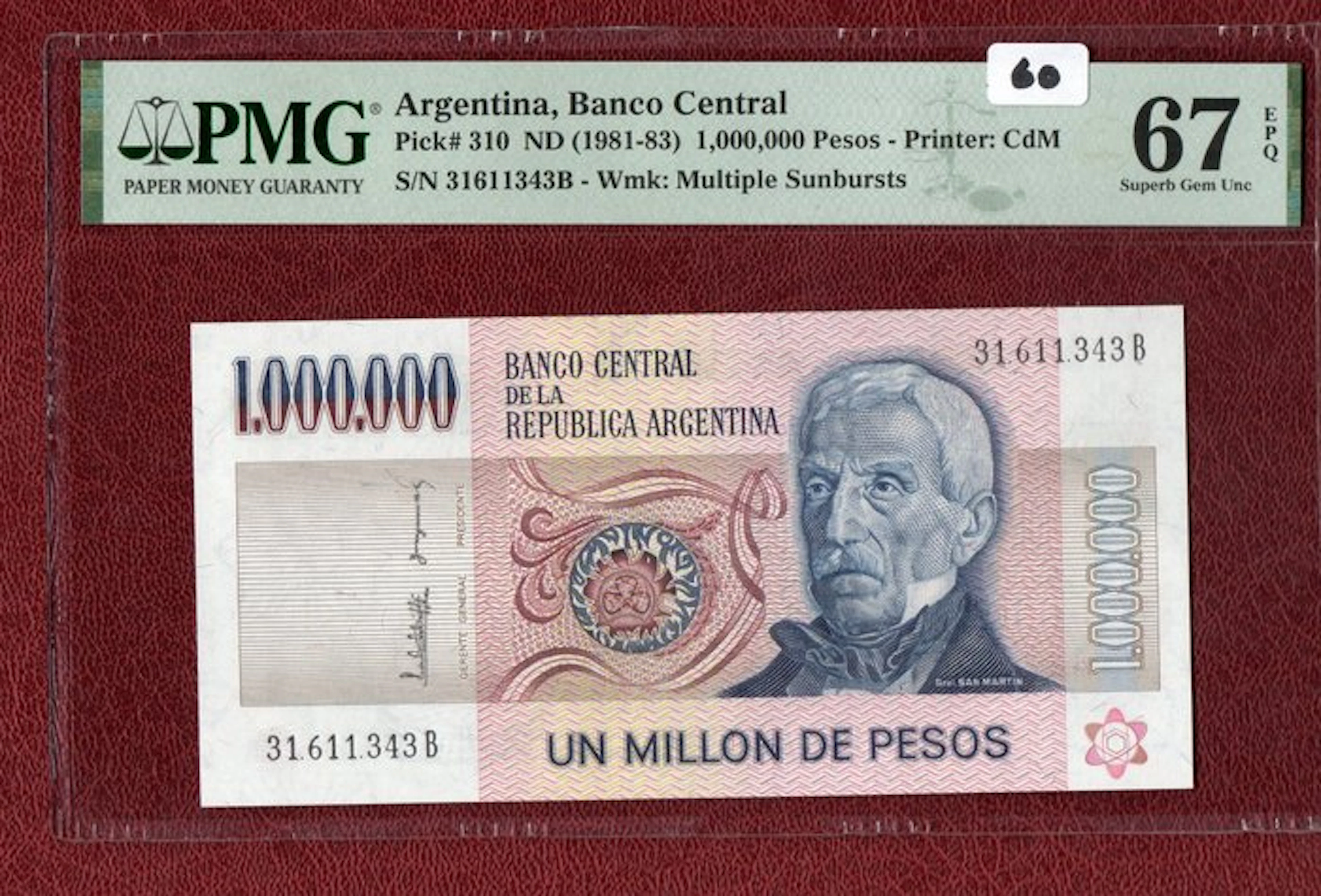 Argentina. - 1.000.000 Pesos ND (1981-83) - Pick 310 (No reserve price)