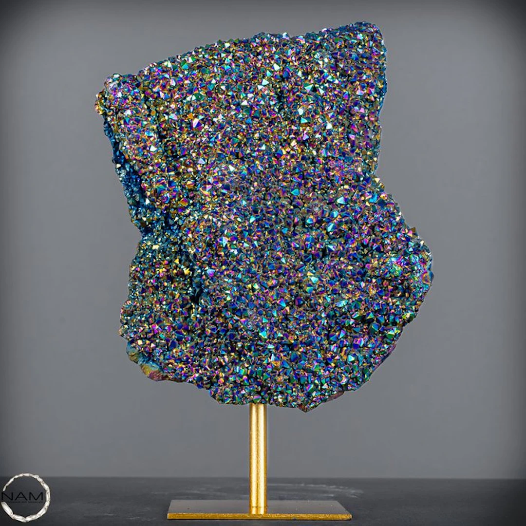 Rainbow of Energy – Aura Amethyst on a Stand. Unique- 574.13 g