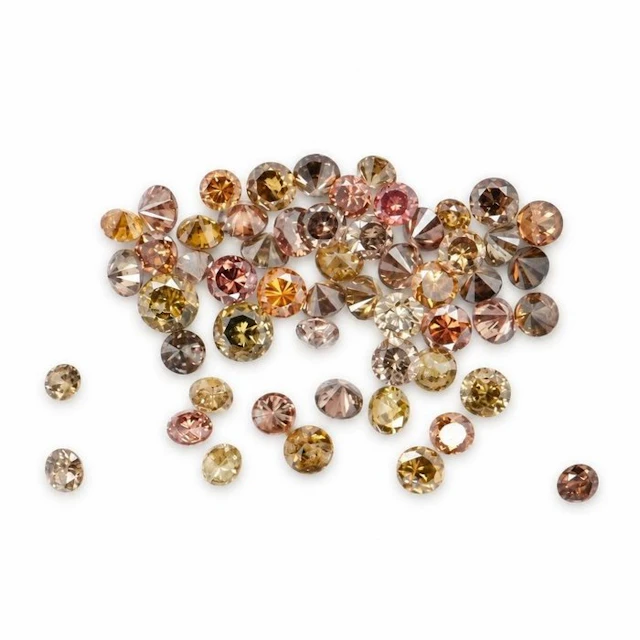 No reserve price - 55 pcs Diamond (Colour-treated) - 0.83 ct - Round - Fancy