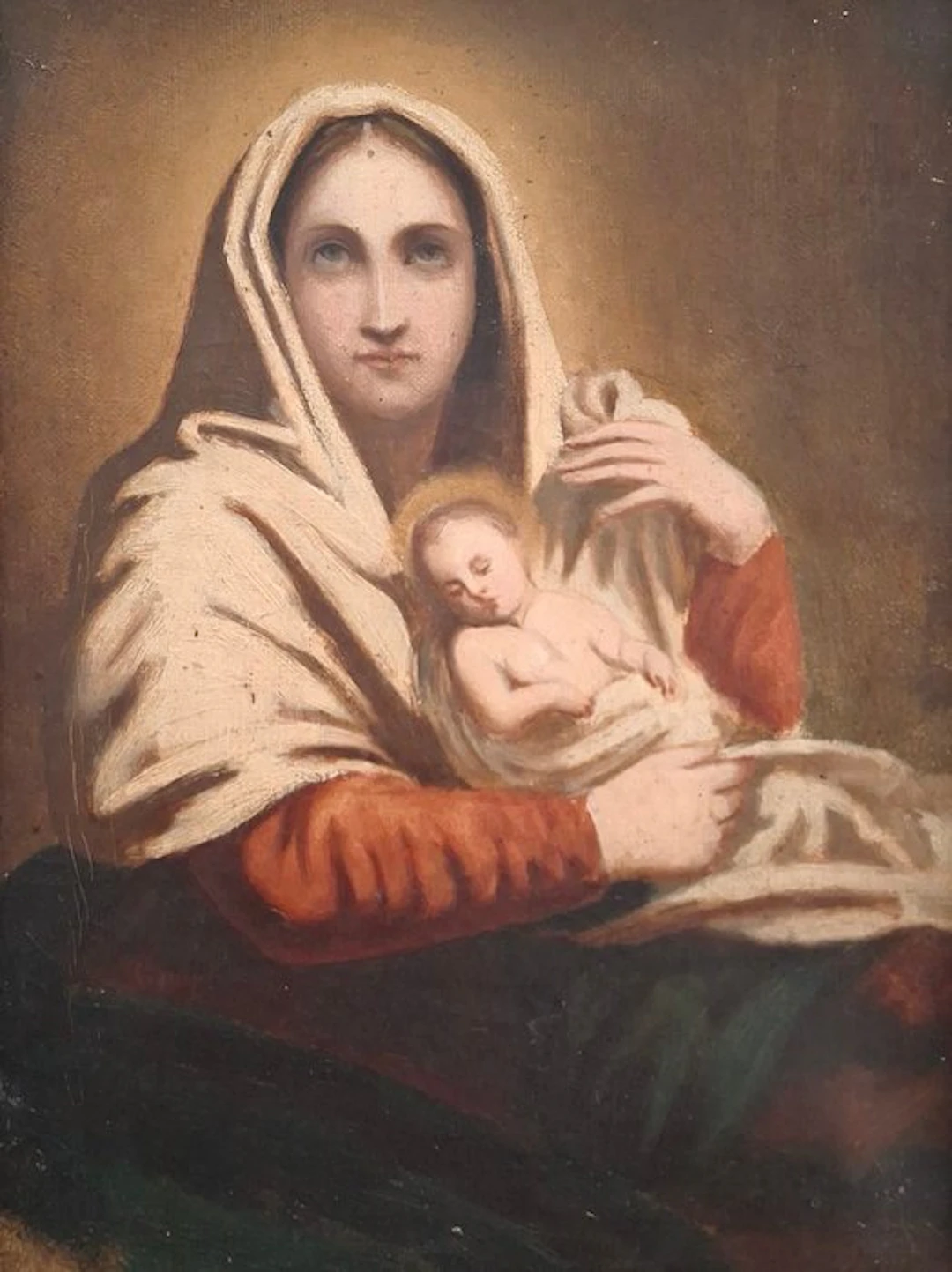 Spanish school (XIX) - Virgen con el Niño Jesús dormido