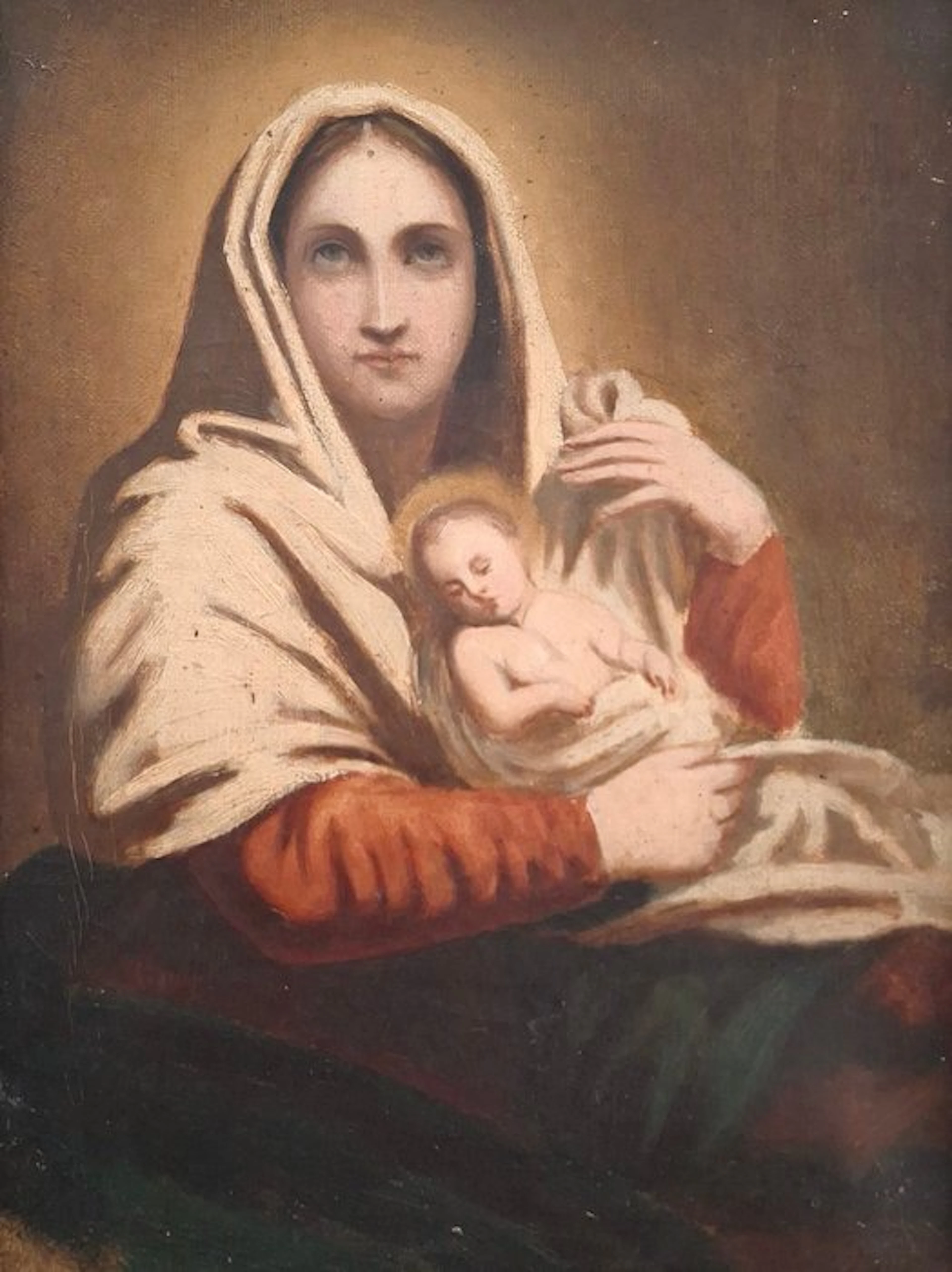 Spanish school (XIX) - Virgen con el Niño Jesús dormido