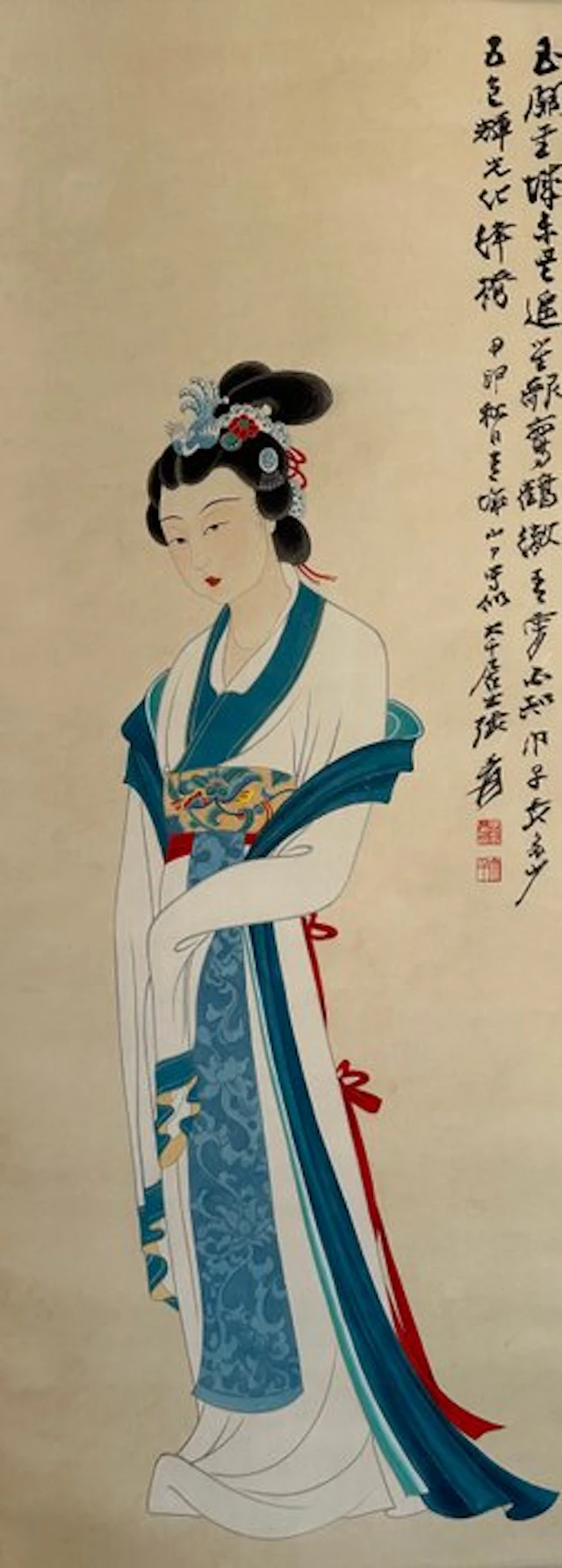 A Chinese Lady Painting, Zhang Daqian Mark - China - 20th century